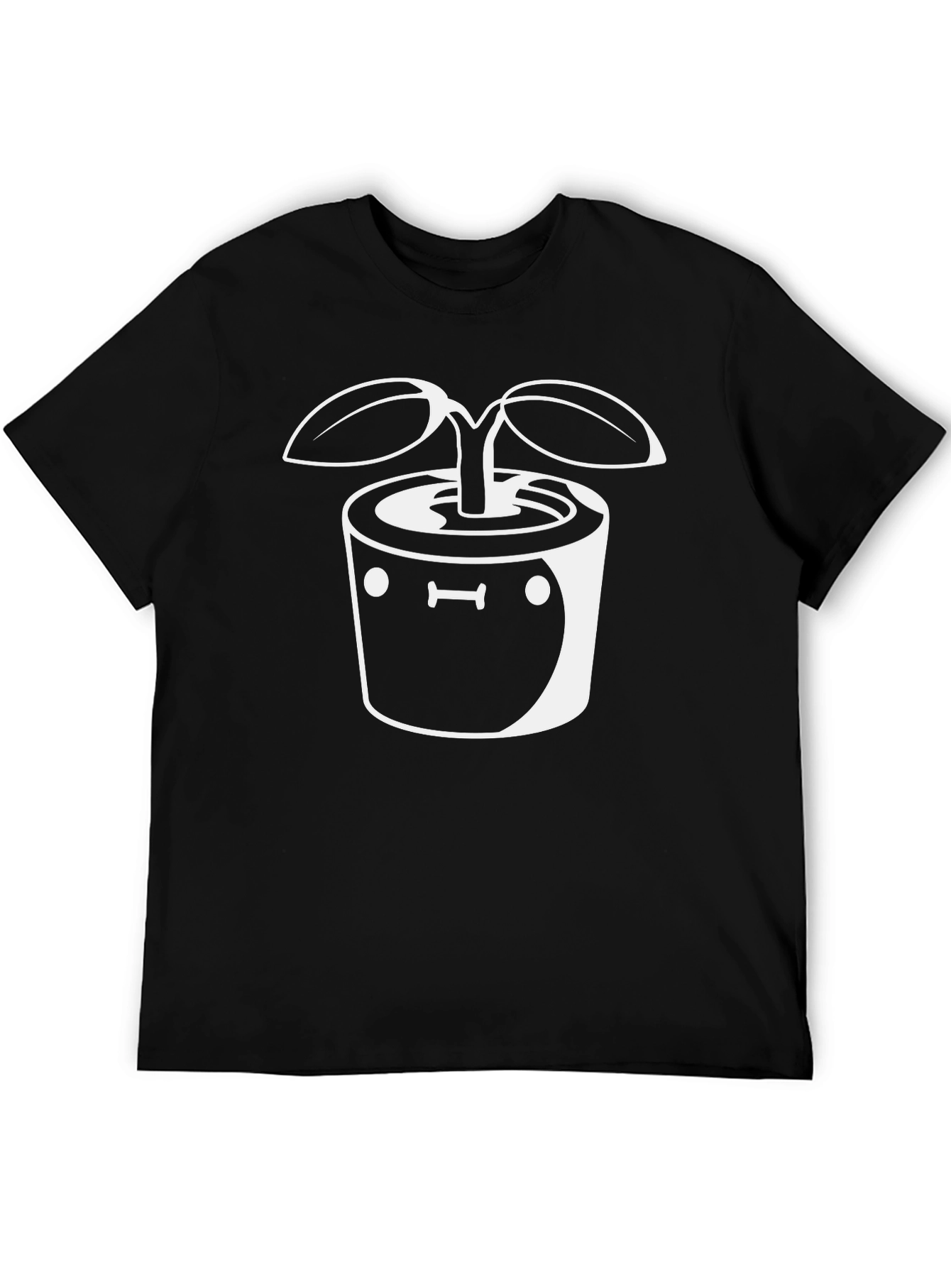 Black Plant Pot Graphic Tee - Black Cotton Casual Shirt view 5