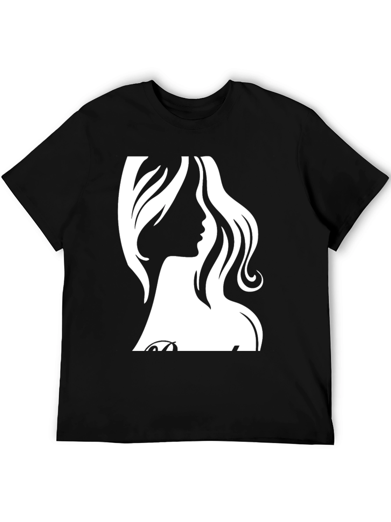 Black Stylish Black T-Shirt with Elegant Woman Silhouette view 5
