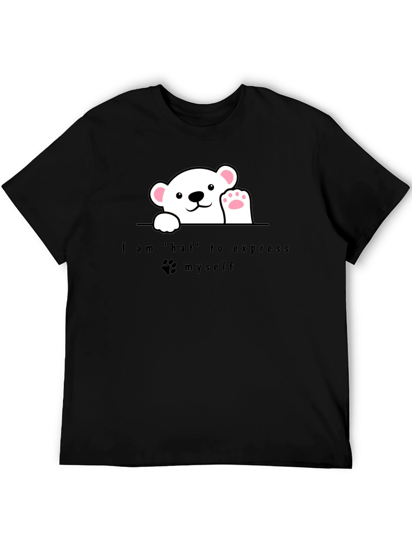 Black Expressive Bear Graphic Tee - Black view 5