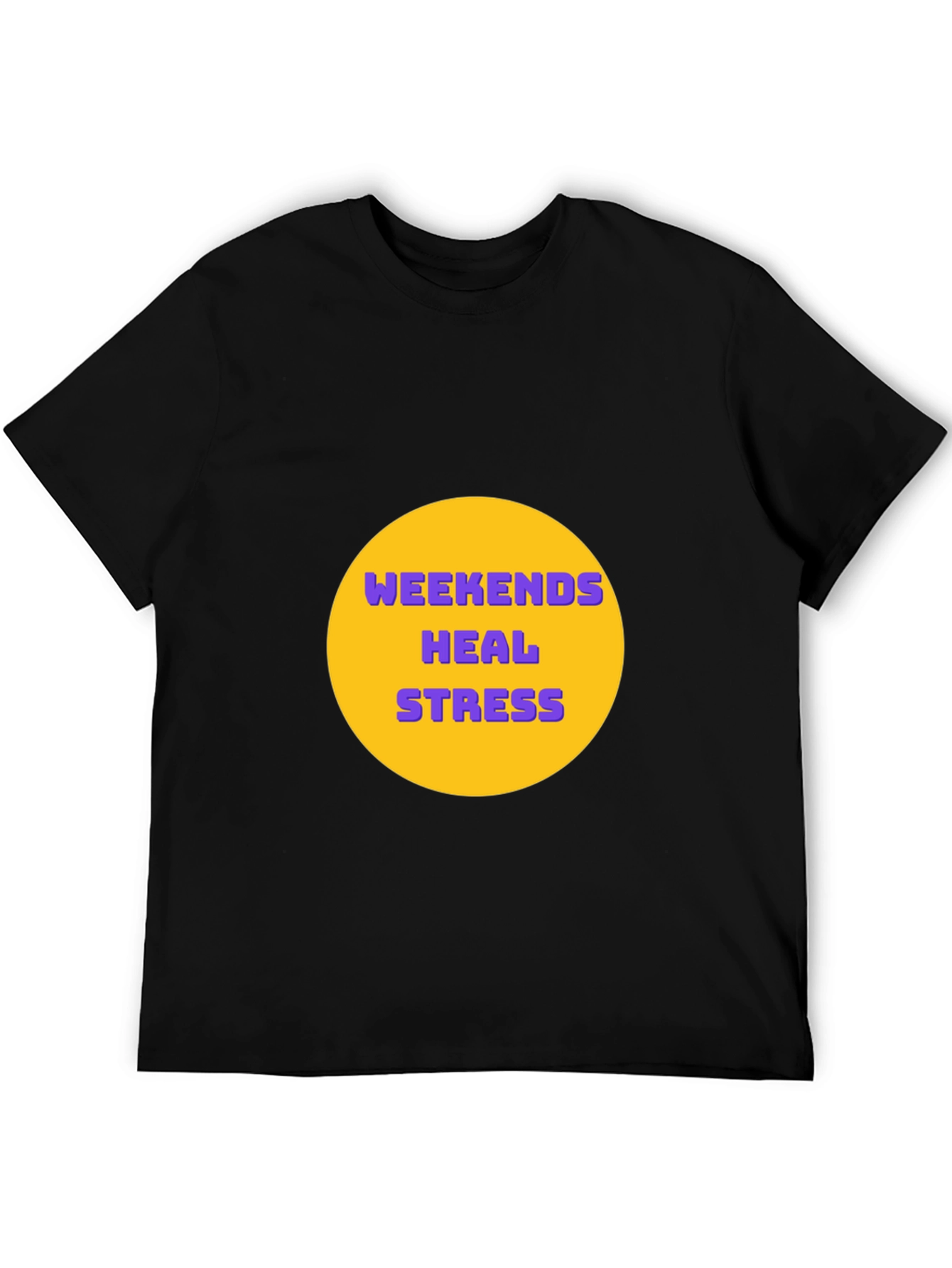 Black Weekends Heal Stress Graphic Tee - Black Casual T-Shirt view 5