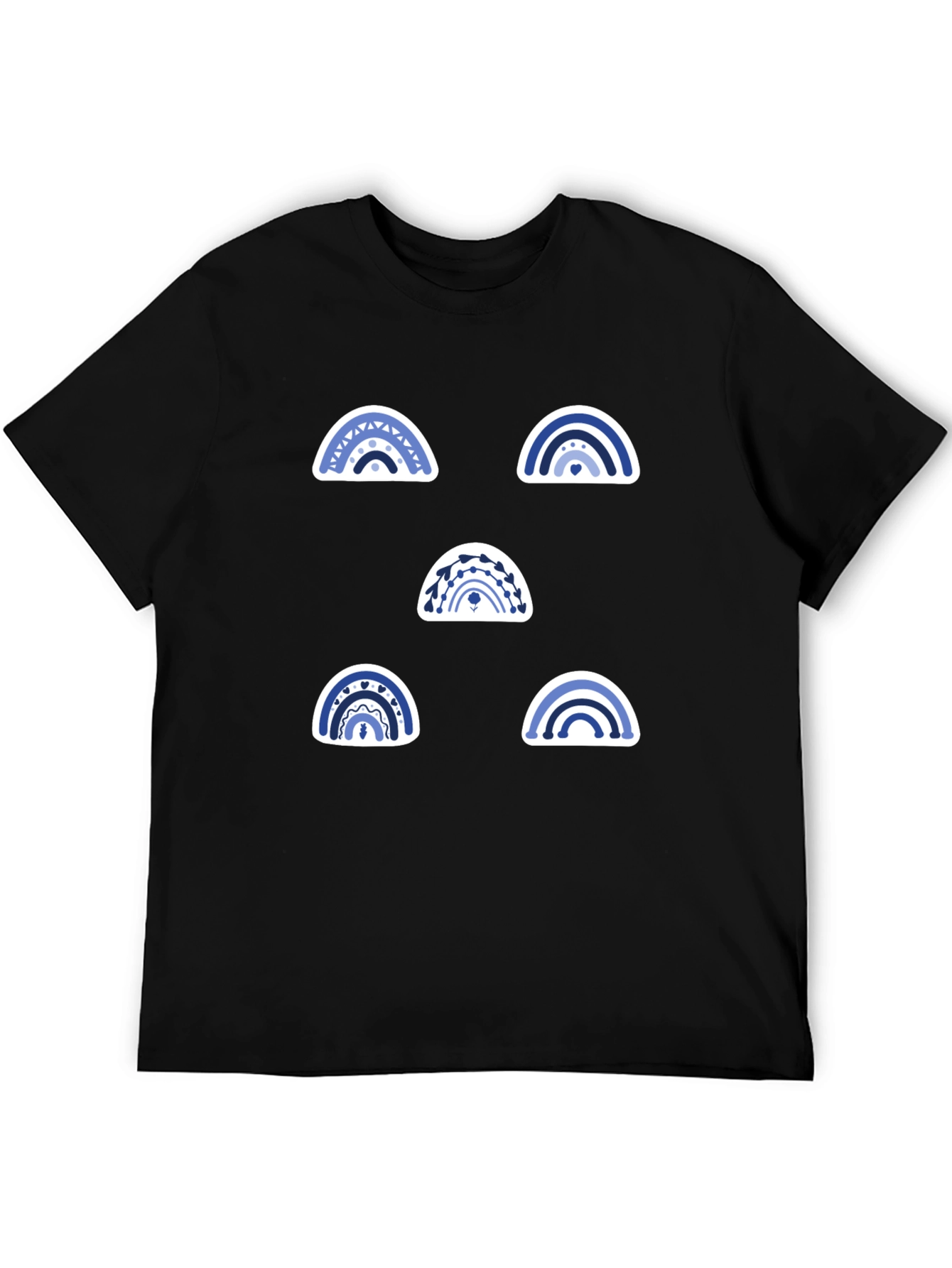 Black Blue Rainbow Pattern Graphic Tee view 5