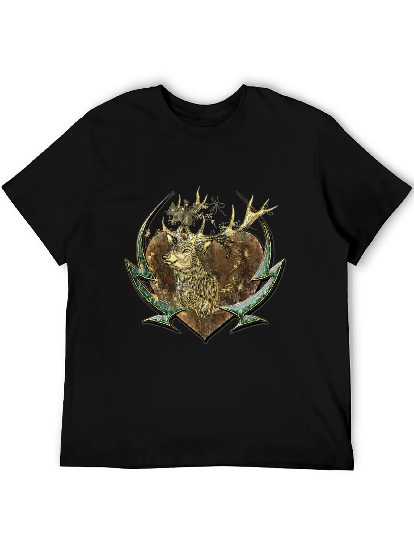 Black Deer Graphic Print Tee - Nature Inspired Style view 5