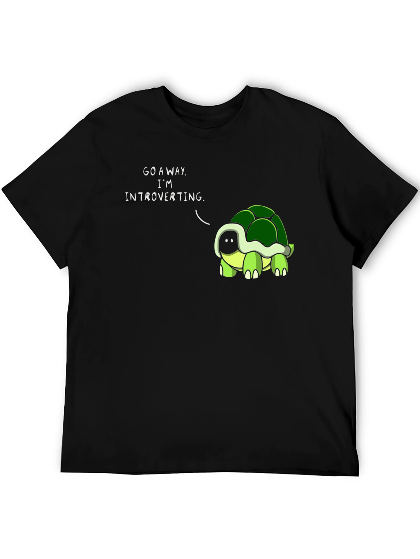 Black Introverting Turtle Graphic Tee - Unisex Black T-Shirt view 5