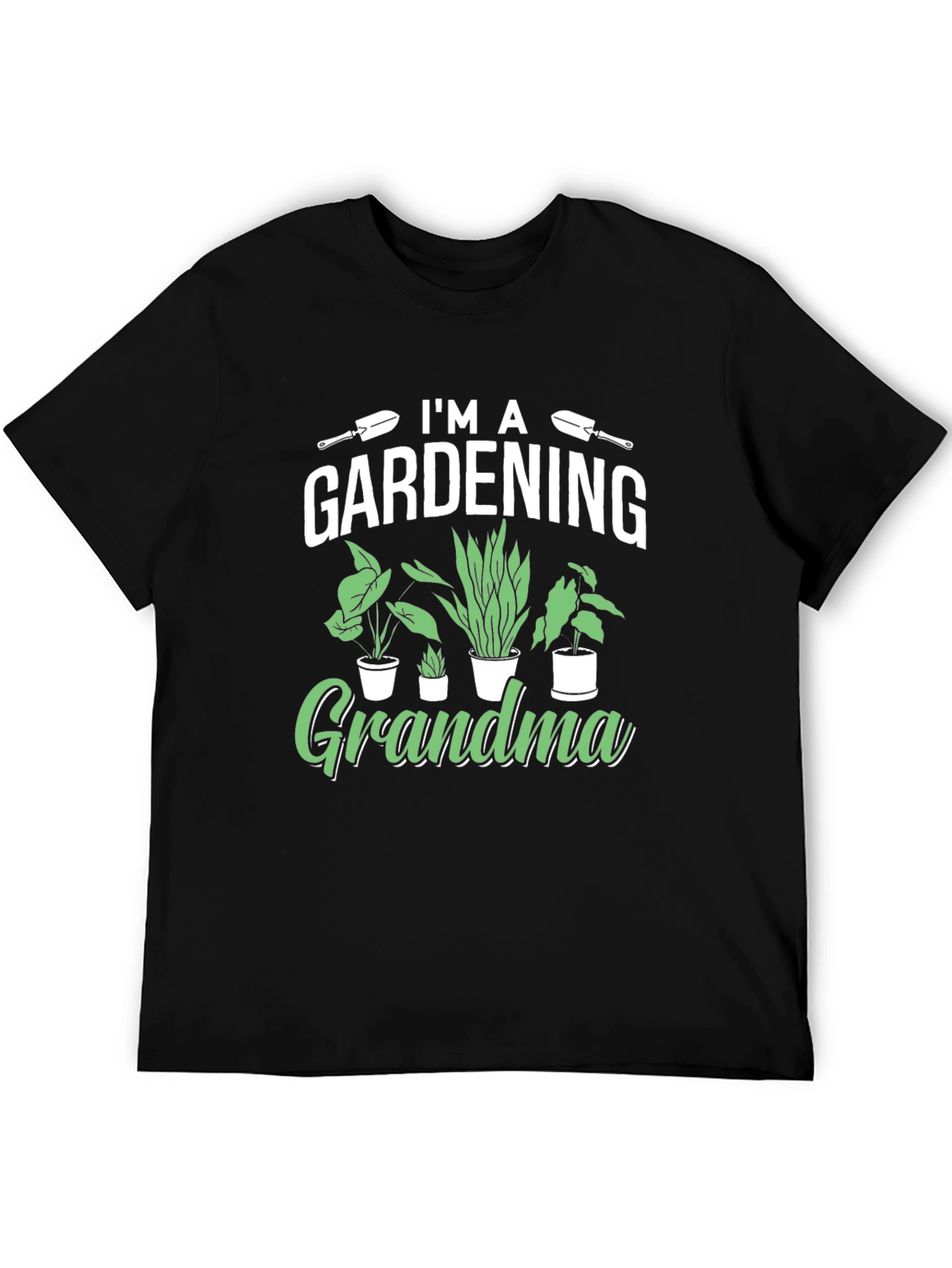 Black Gardening Grandma T-Shirt - Black Cotton Tee view 5