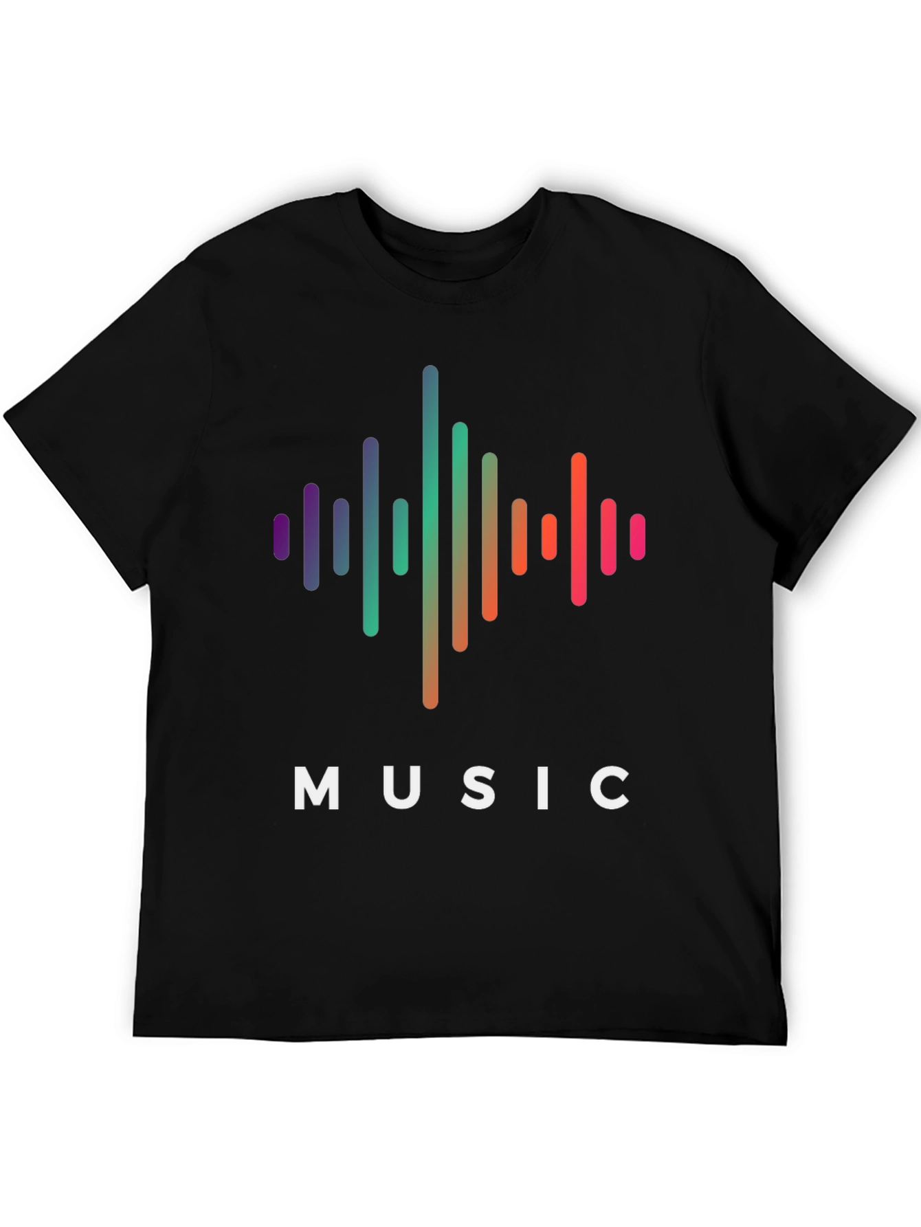 Black Music Wave Graphic Tee - Black Cotton T-Shirt view 5