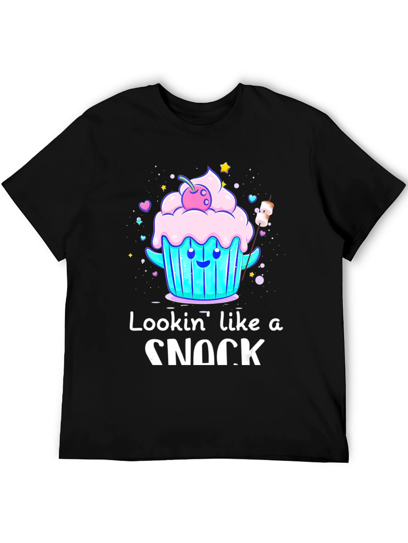 Black Lookin' Like A Snack T-Shirt - Cute Cupcake Design view 5