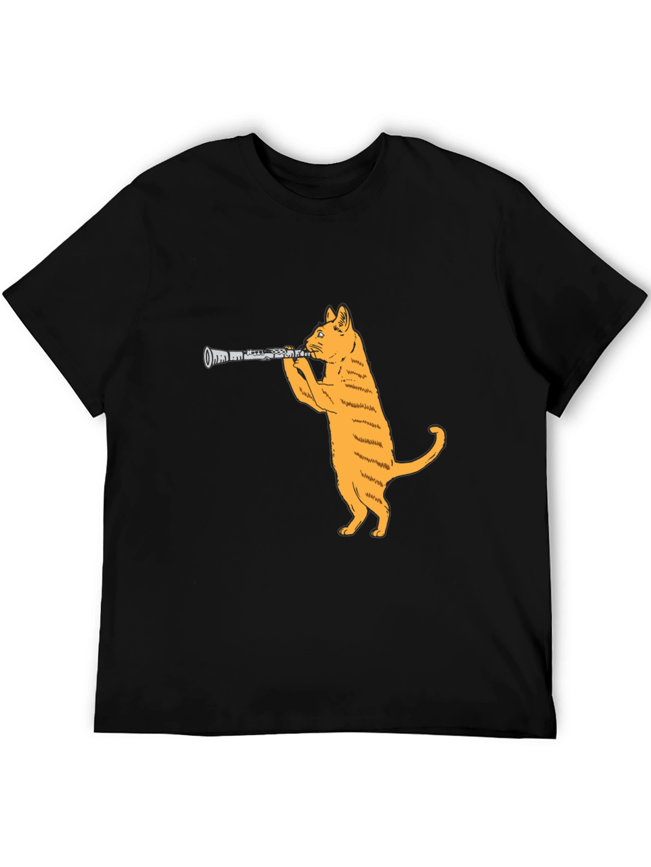Black Cat Clarinet Black T-Shirt view 5