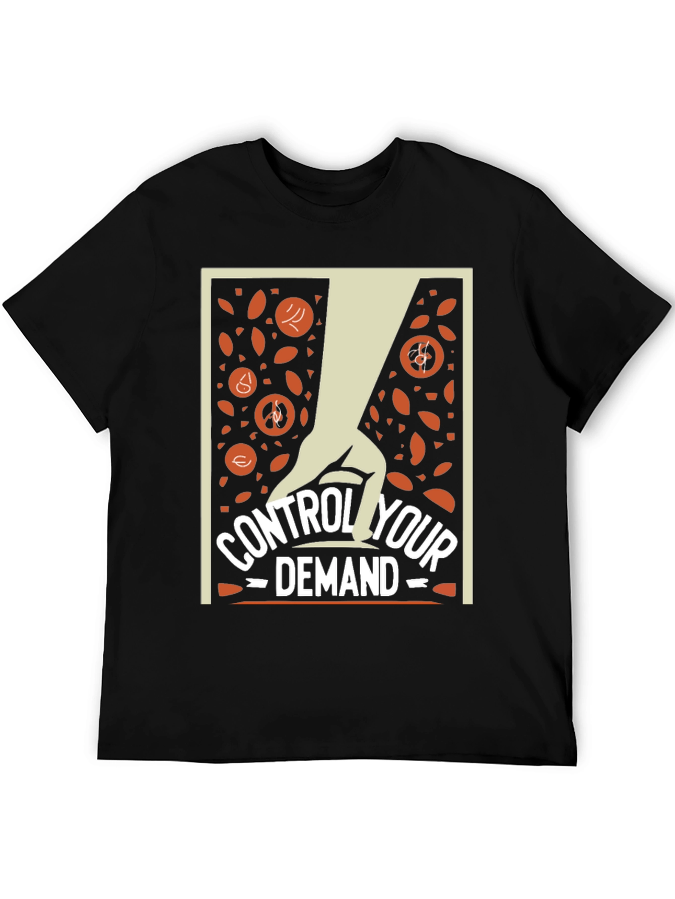 Black Control Your Demand T-Shirt - Stylish Graphic Tee view 5
