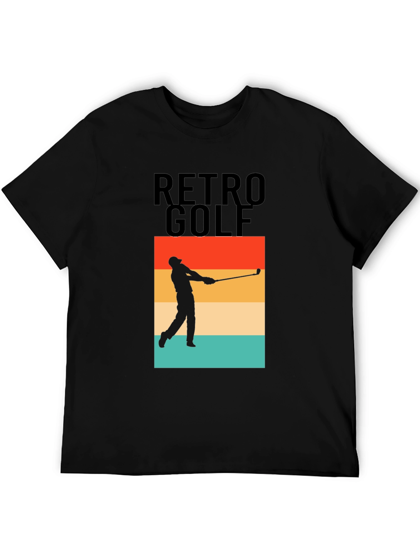 Black Retro Golf T-Shirt - Golfer Silhouette Tee view 5