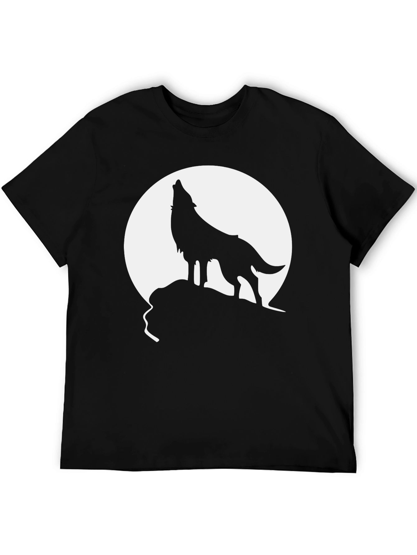 Black Wolf Howling at Moon Graphic Tee - Black view 5
