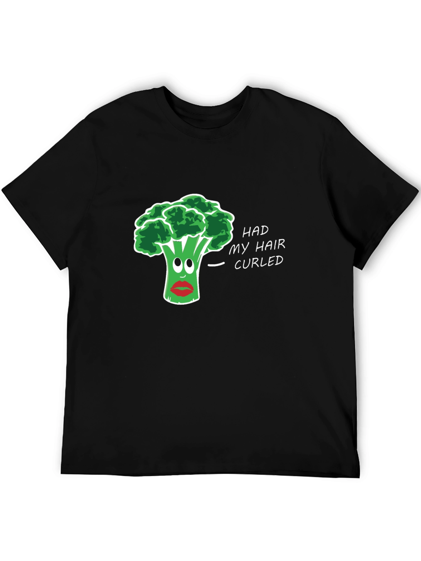 Black Humorous Broccoli Hair Pun T-Shirt view 5