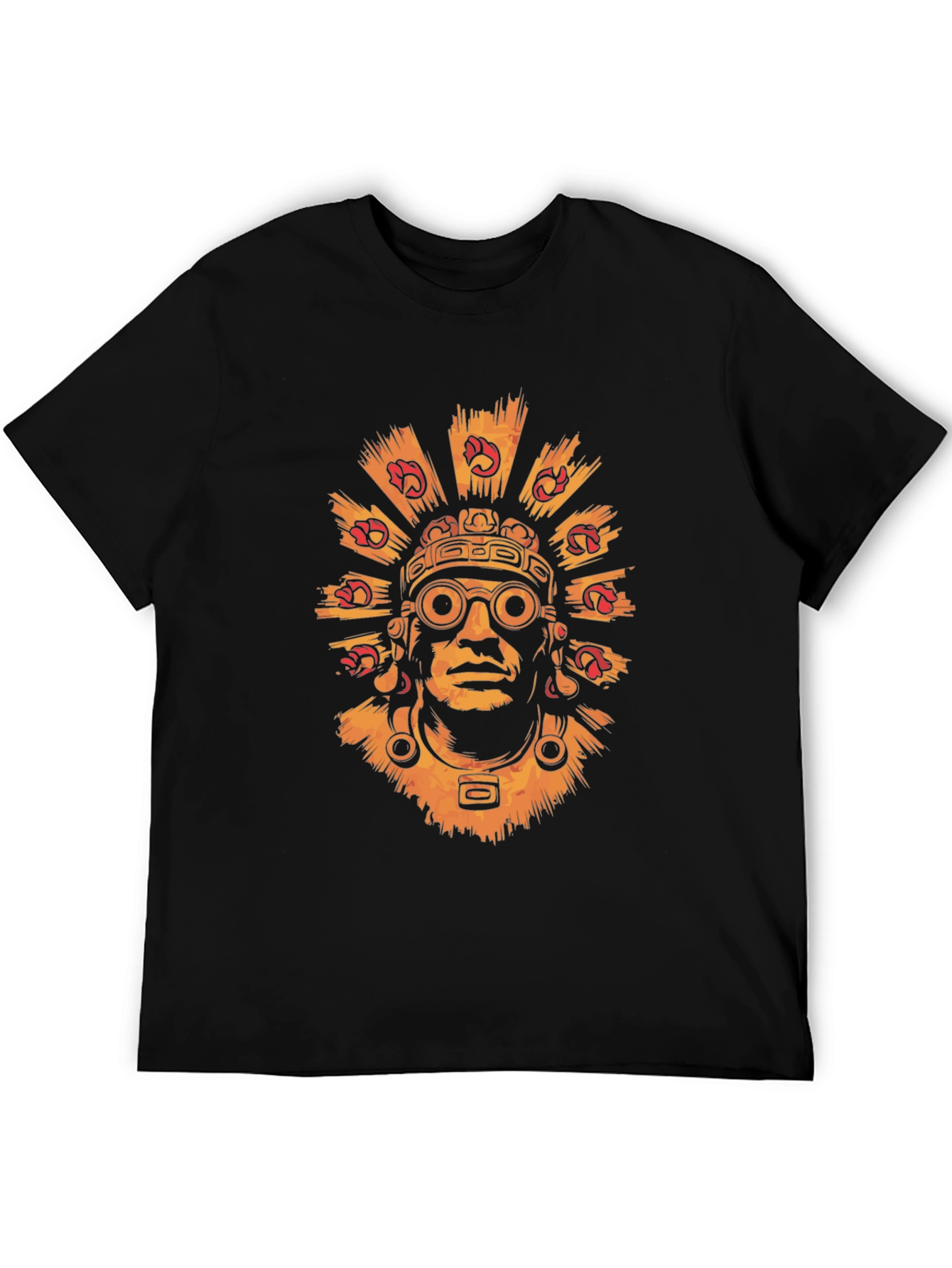 Black Aztec Warrior Graphic Tee - Stylish Black T-Shirt view 5