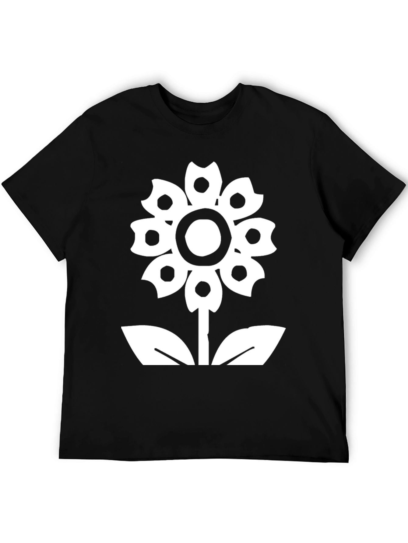 Black Flower Graphic Tee - Black Cotton Casual T-Shirt view 5
