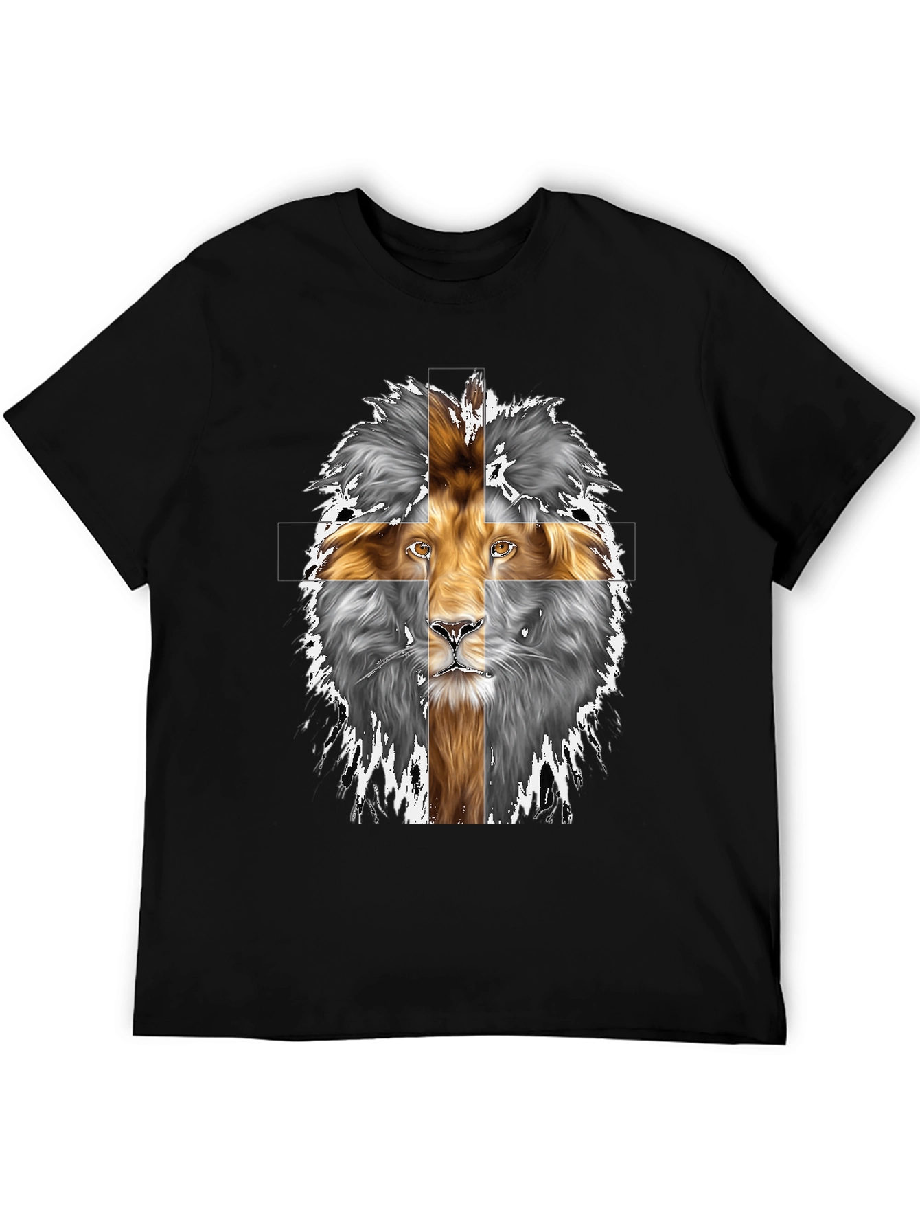 Black Lion Cross Graphic Black T-Shirt view 5