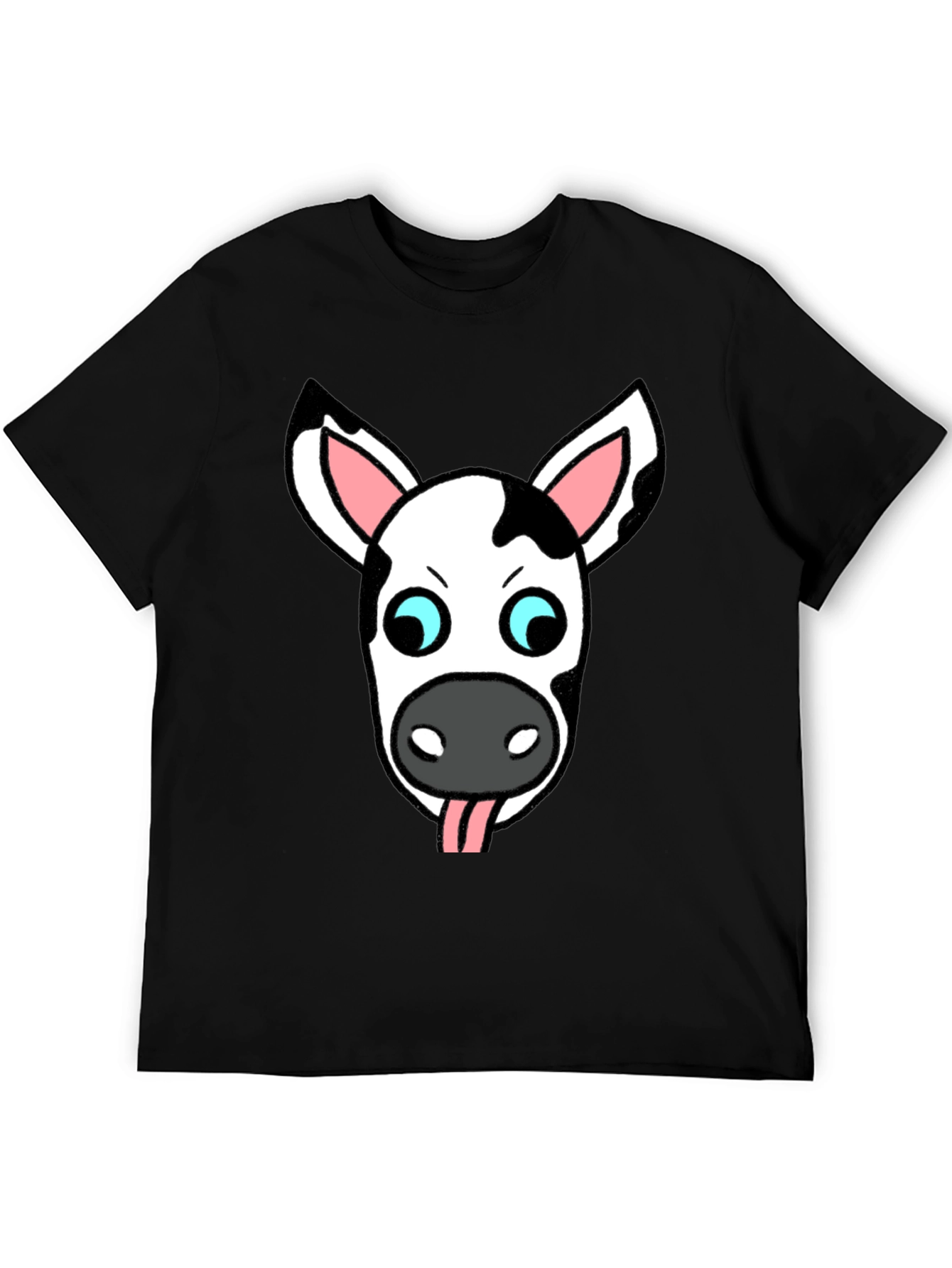 Black Funny Cow Face Graphic T-Shirt view 5