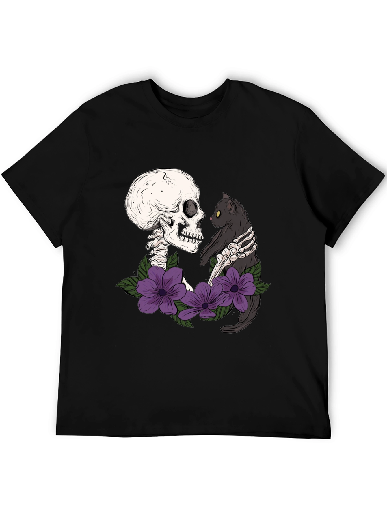 Black Skeleton Cat Lover T-Shirt - Dark Humor Tee view 5