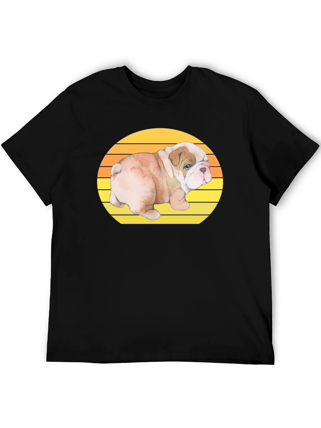 Bulldog Puppy Sunset Graphic T-Shirt - 5