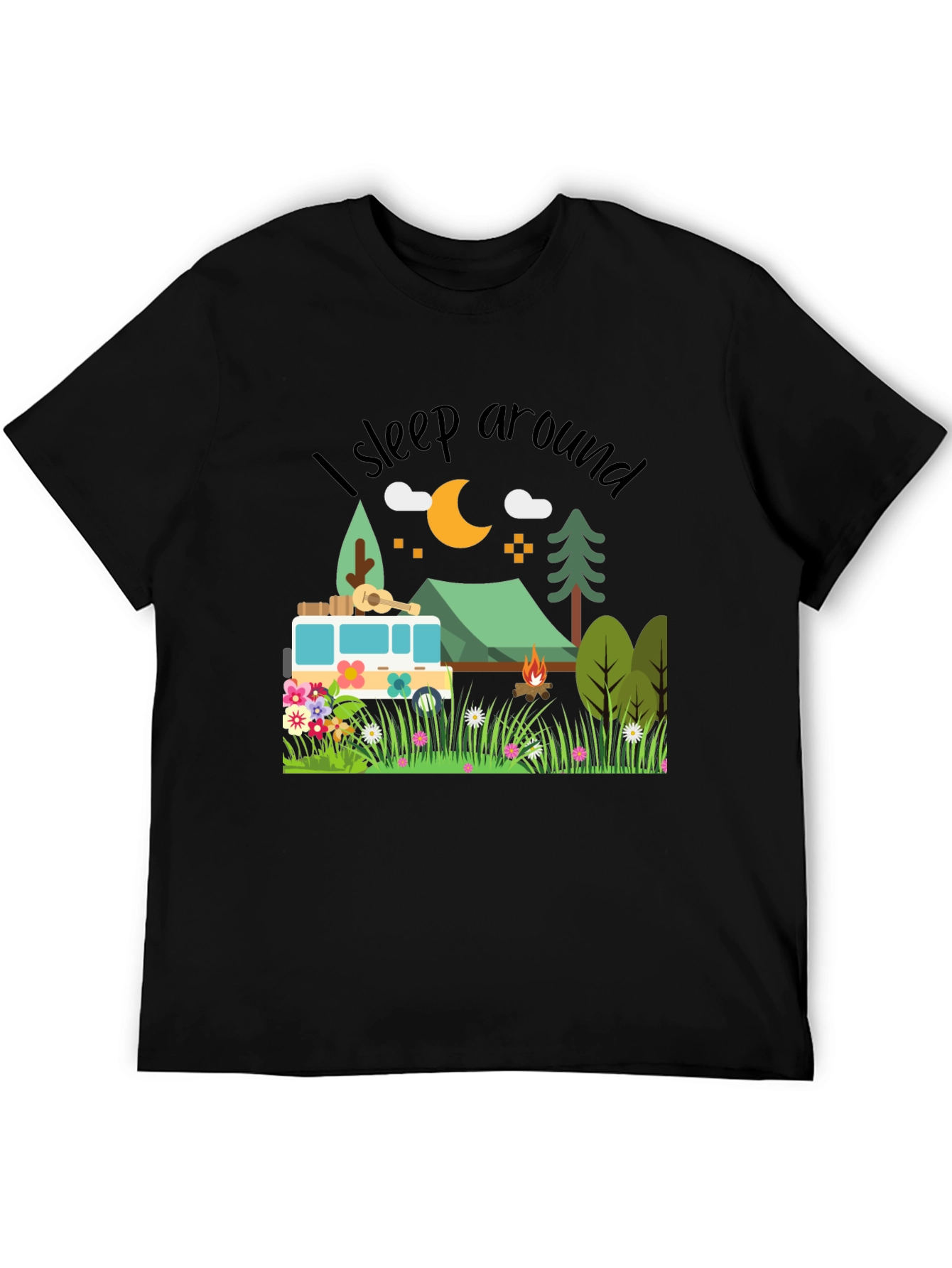 Black Sleep Around Camping T-Shirt - Nature Lover Tee view 5