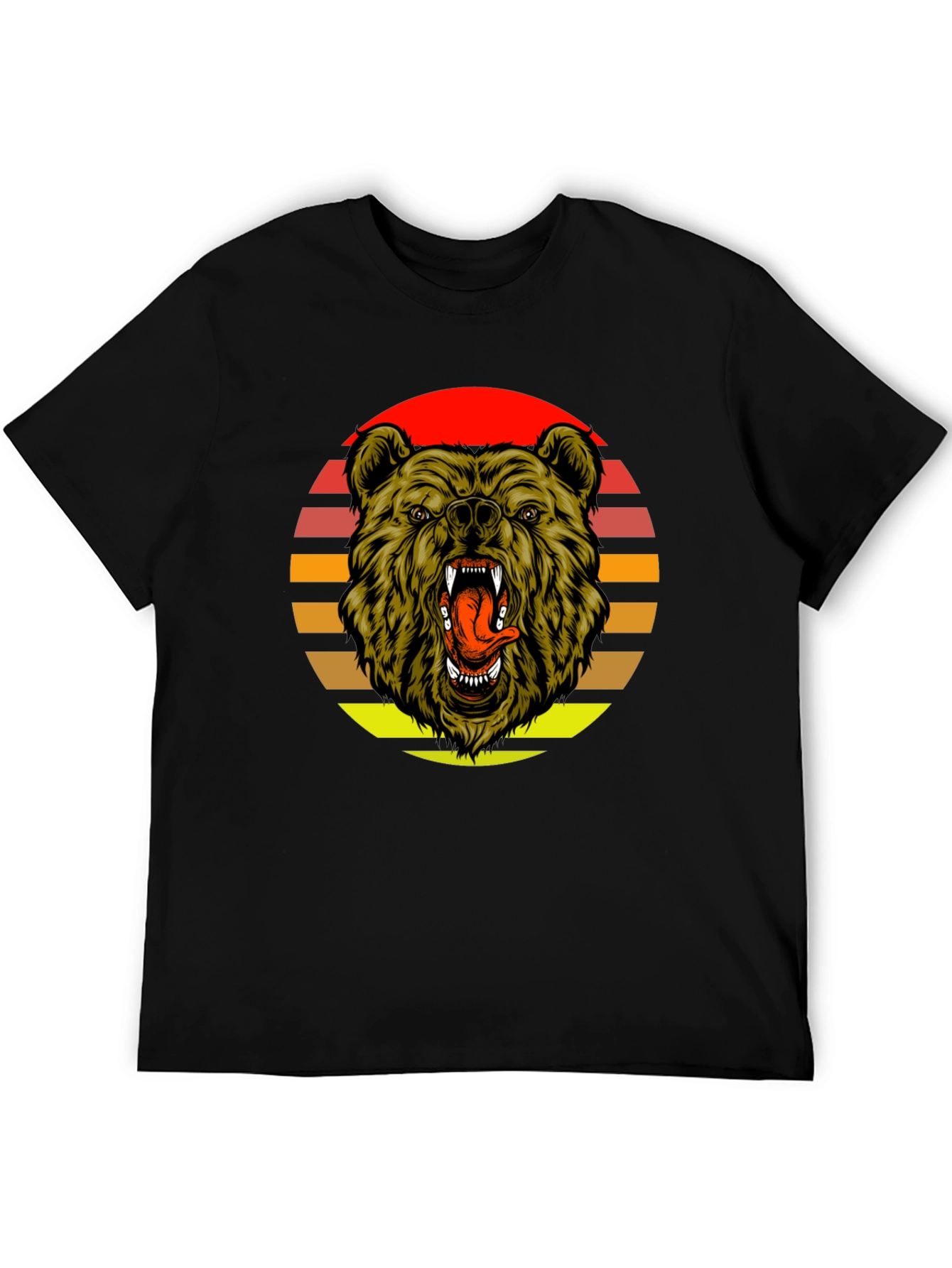 Black Sunset Bear Graphic Tee - Black Cotton Blend view 5