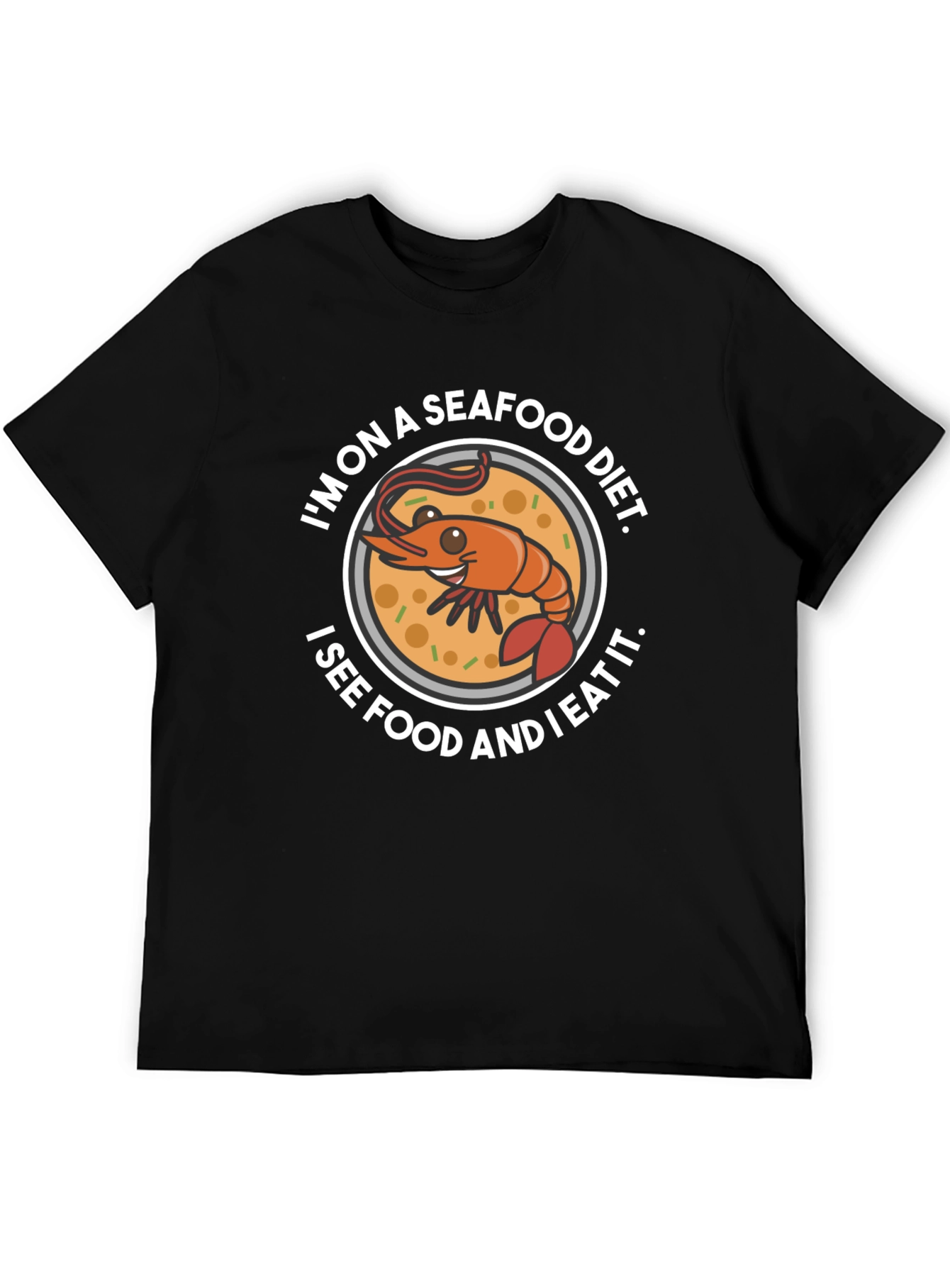 Black Seafood Diet T-Shirt Funny Shrimp Eater Graphic Tee view 5