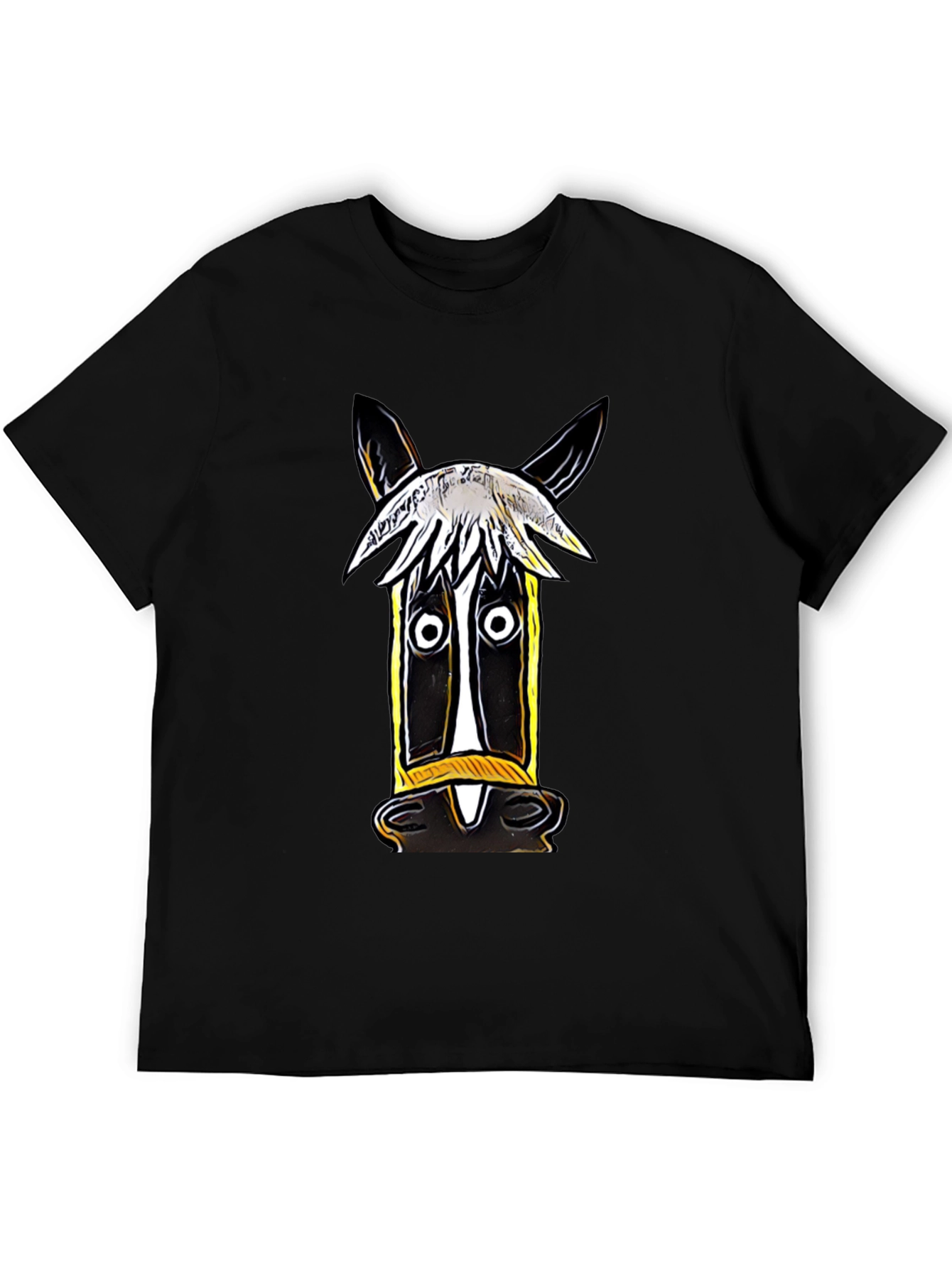 Black Whimsical Horse Graphic Tee - Artistic Style view 5