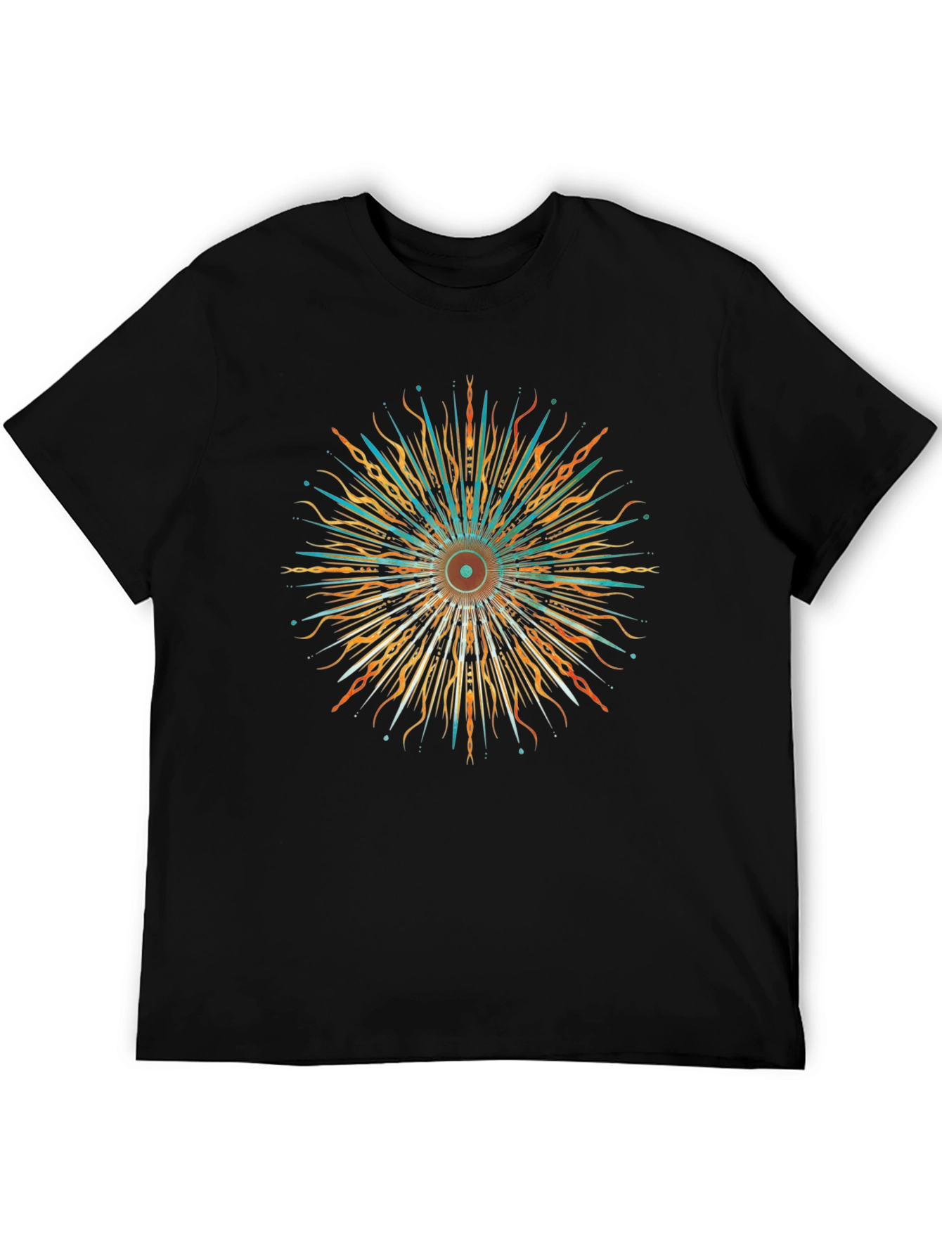 Black Abstract Sunburst Graphic Black T-Shirt view 5