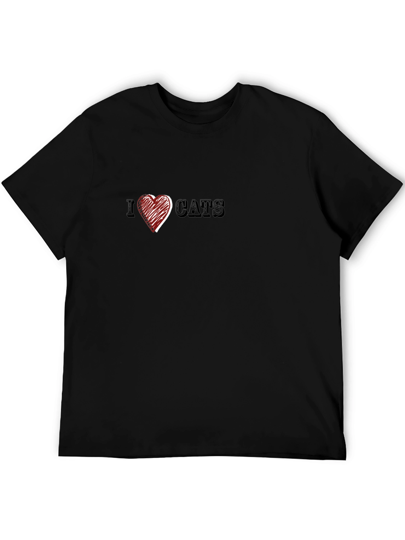 Black I Heart Cats Graphic Tee - Soft Cotton Comfort view 5