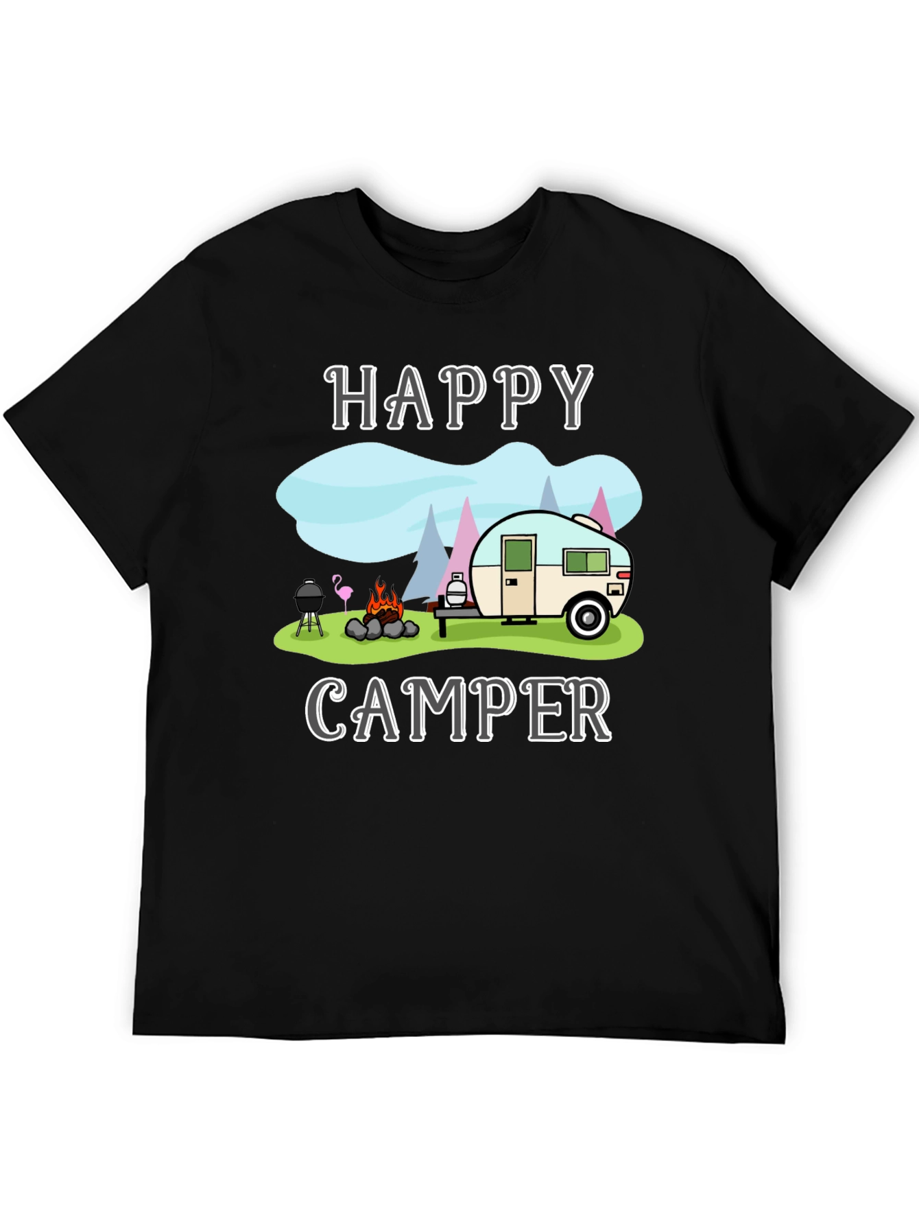Happy Camper Graphic T-Shirt Camping Design - 5