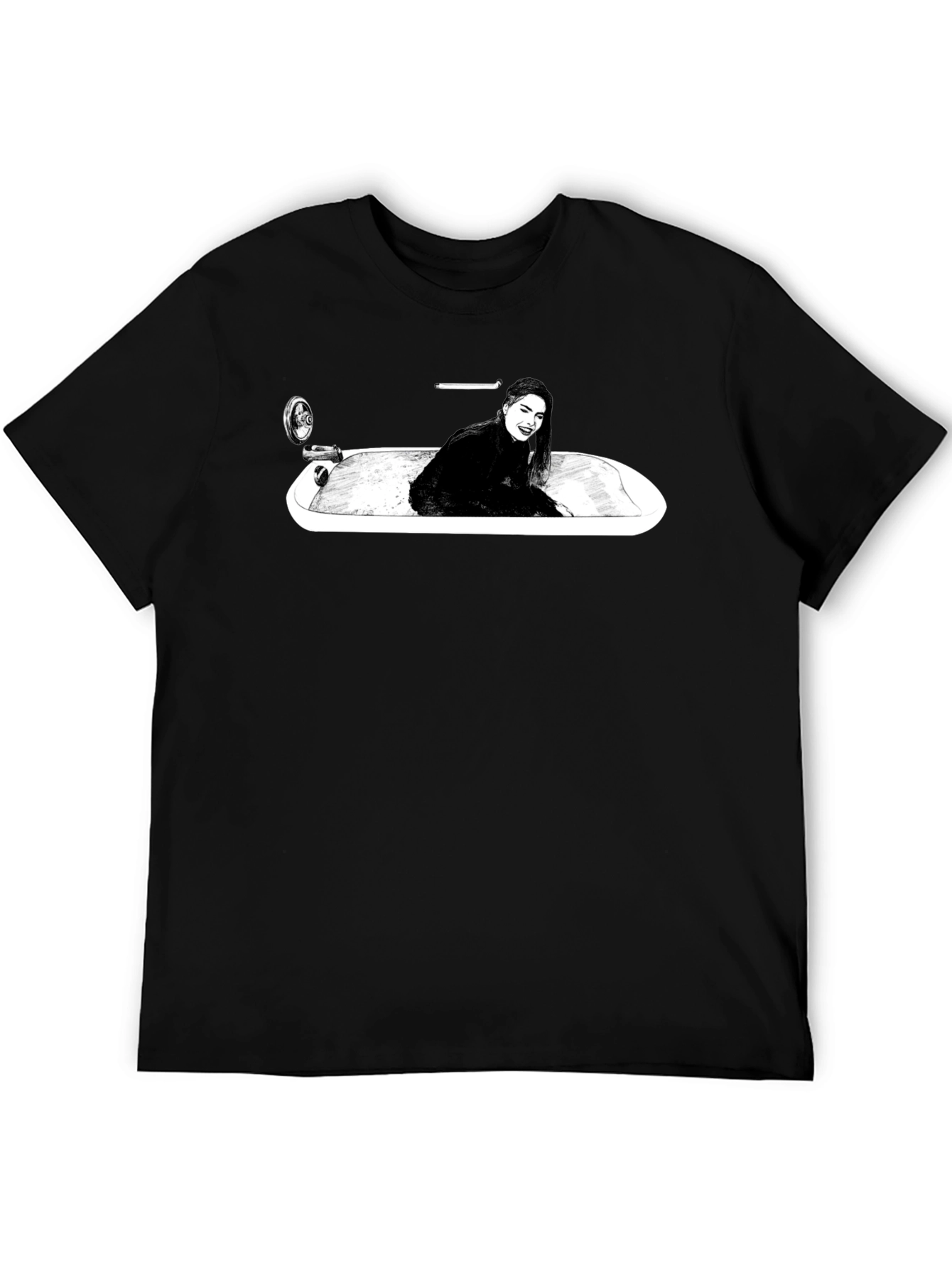 Black Woman in Tub Graphic T-Shirt - Black view 5