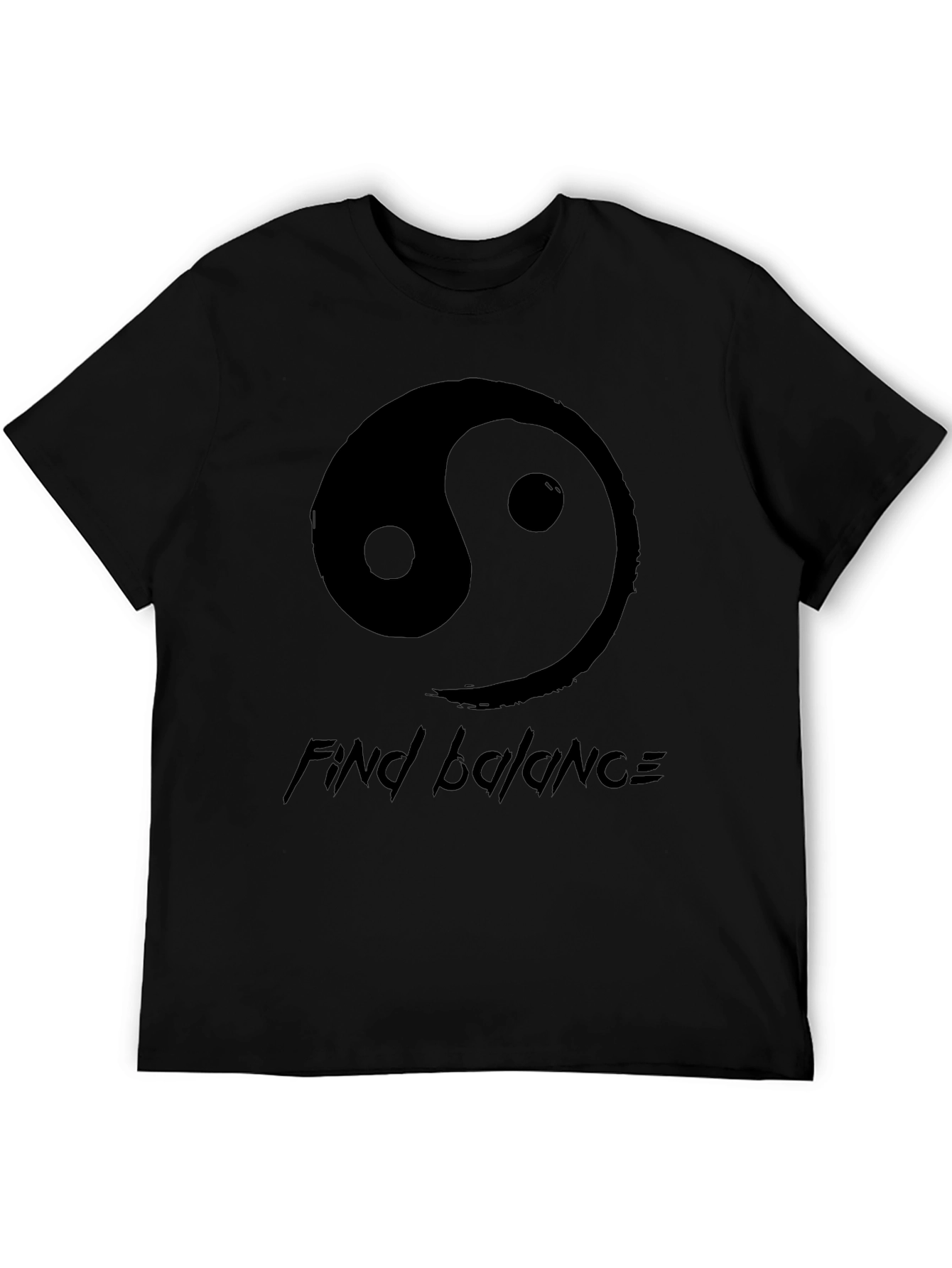 Black Yin Yang Find Balance Graphic Tee view 5