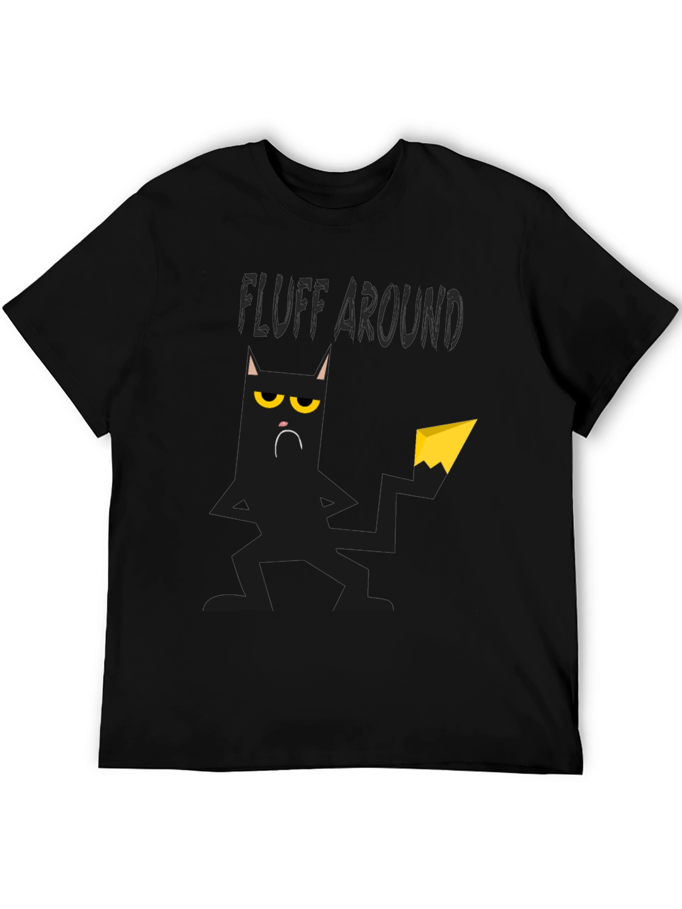 Black Fluff Around Black Cat Graphic T-Shirt view 5