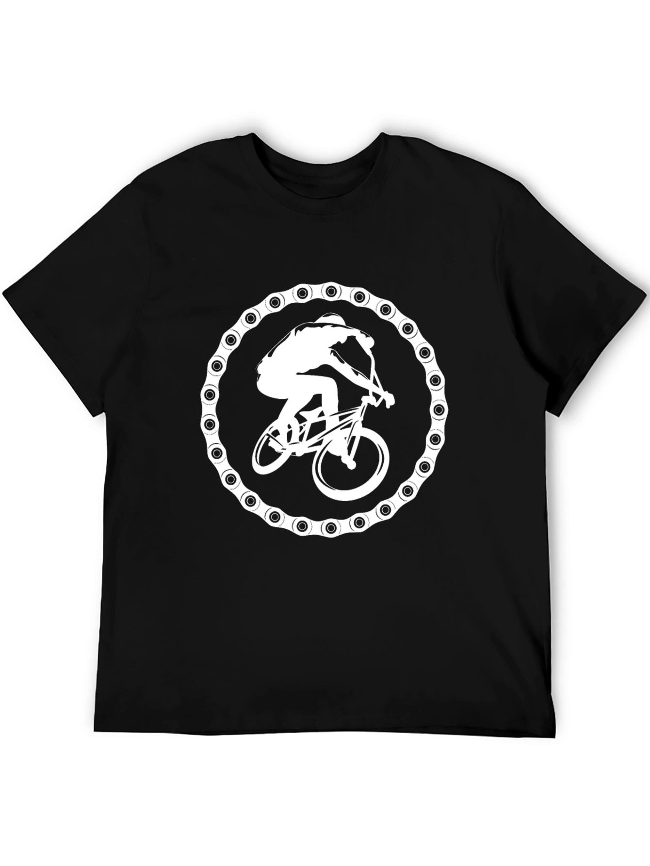 Black Biker Chain Graphic Tee - Black Cotton T-Shirt view 5