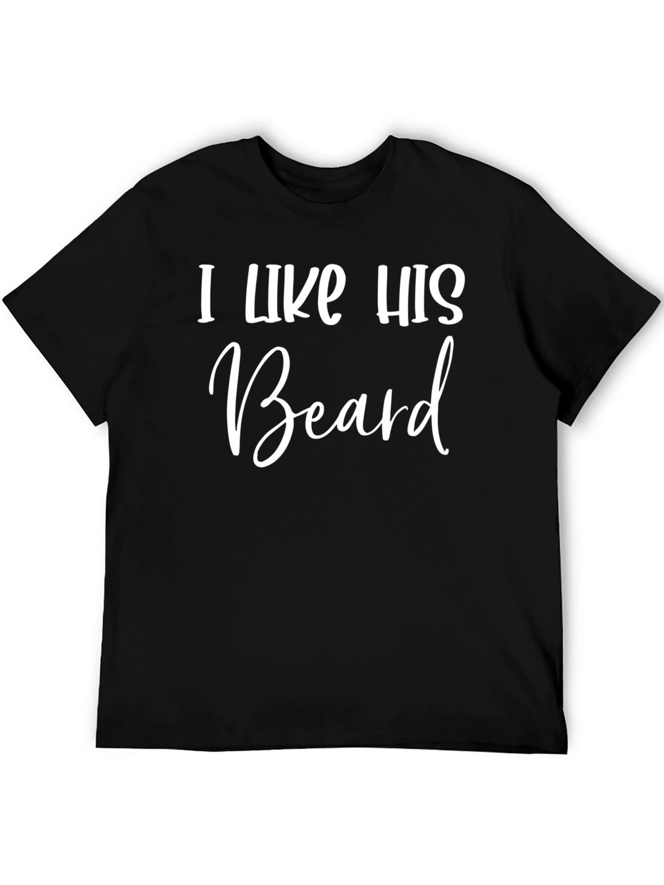 Black I Like His Beard Graphic Tee - Black Crew Neck T-Shirt view 5