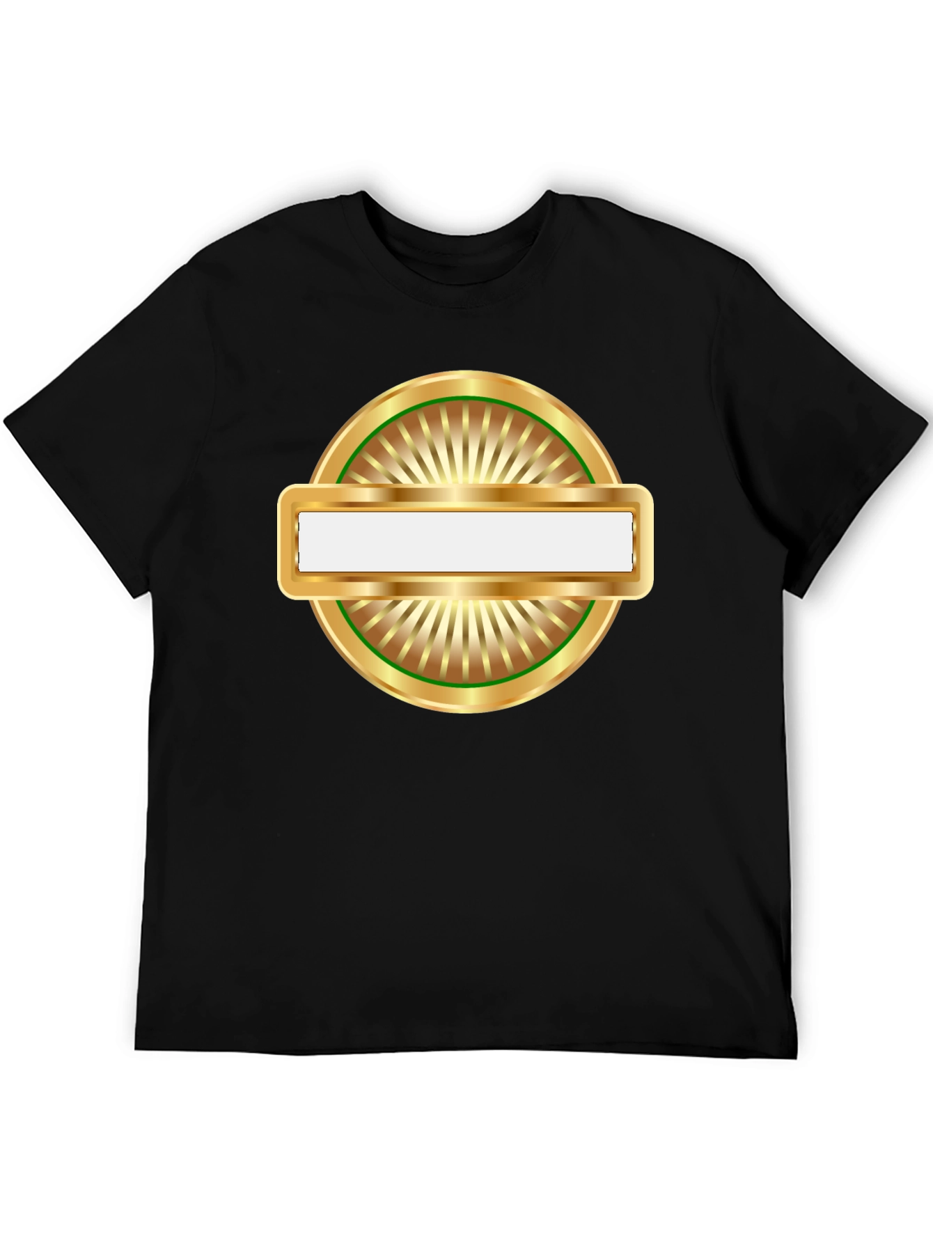 Black Men's Black T-Shirt with Gold Emblem view 5
