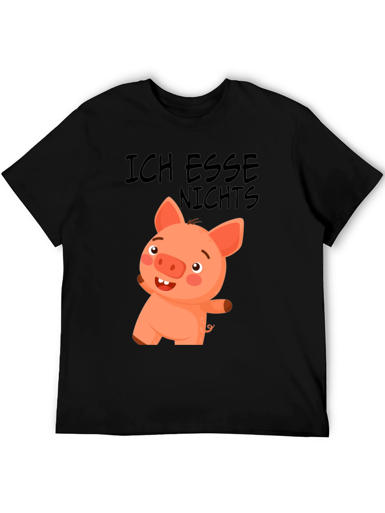 Black Ich Esse Nichts Funny Pig T-Shirt view 5