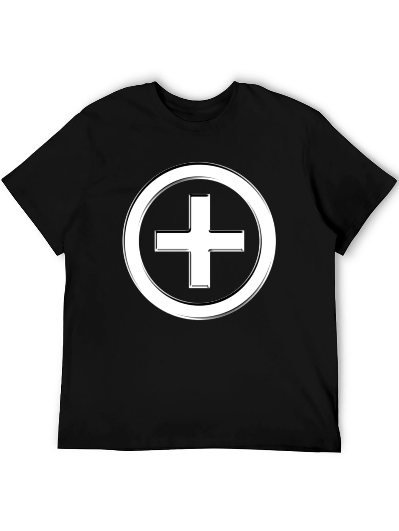Black Minimalist Plus Sign T-Shirt - Black Cotton Blend view 5
