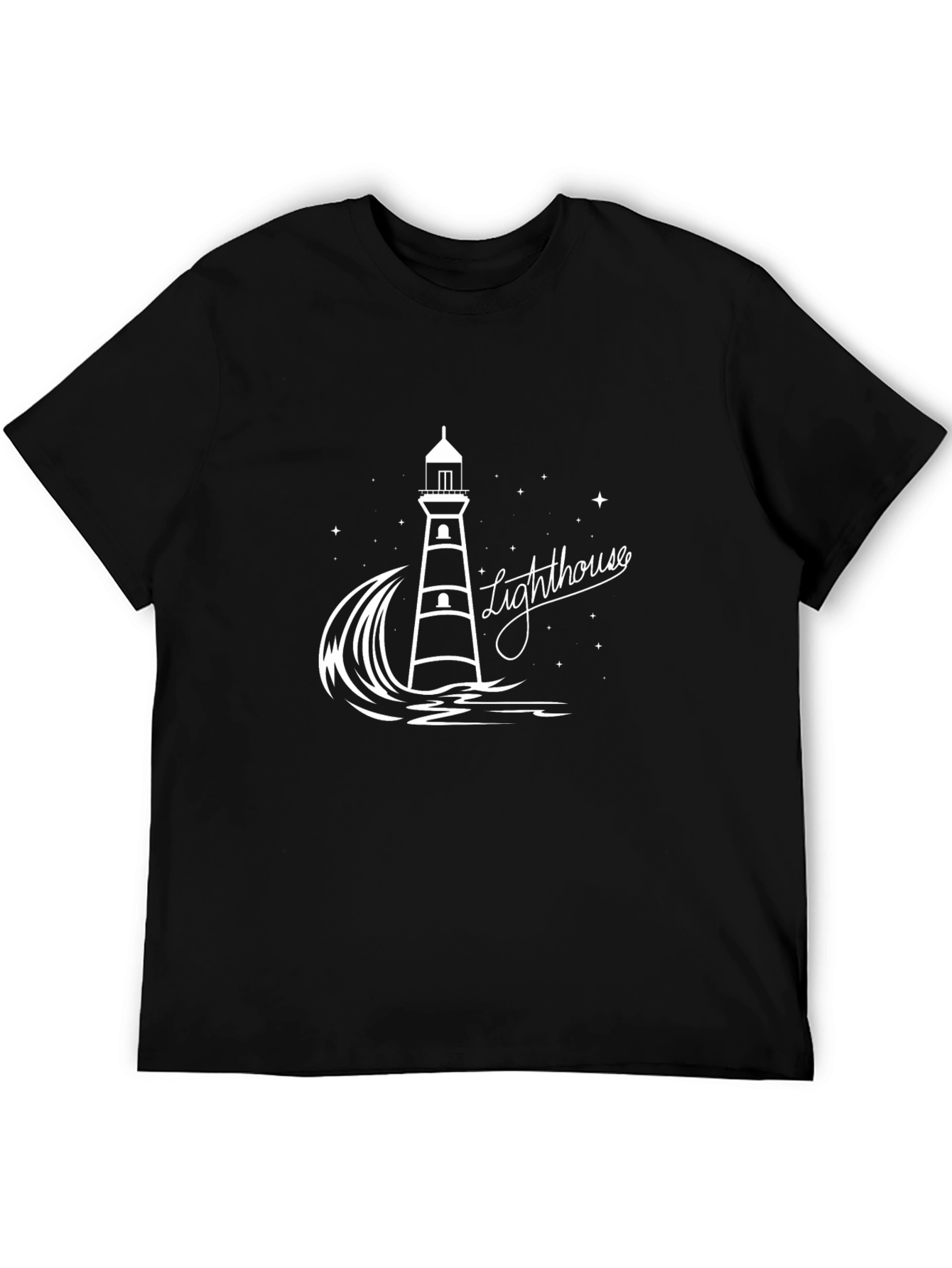 Black Lighthouse Graphic Tee - Black Cotton T-Shirt view 5