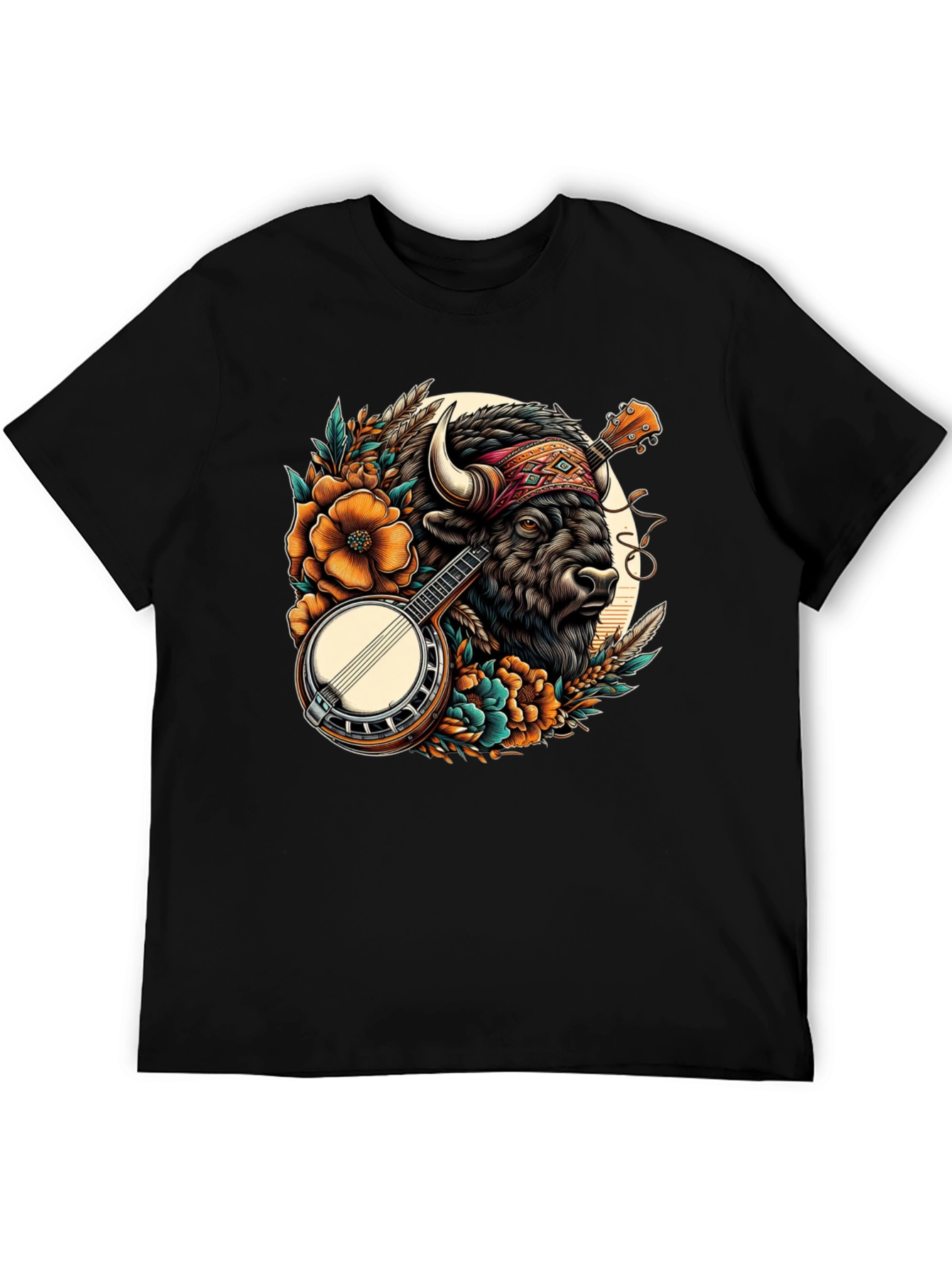 Black Buffalo Banjo T-Shirt - Unique Graphic Tee view 5