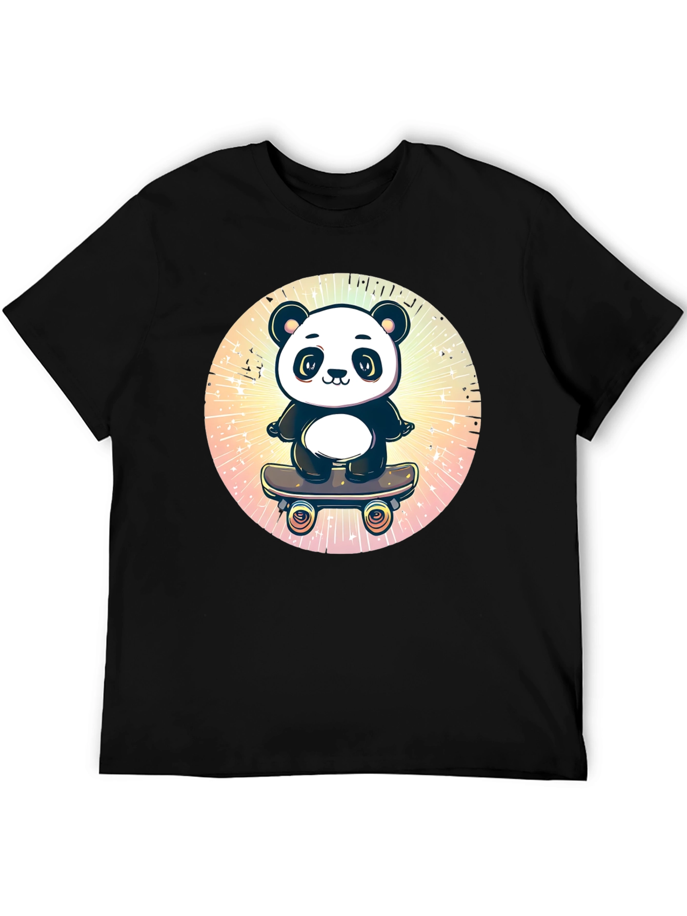 Black Skateboarding Panda Graphic T-Shirt view 5