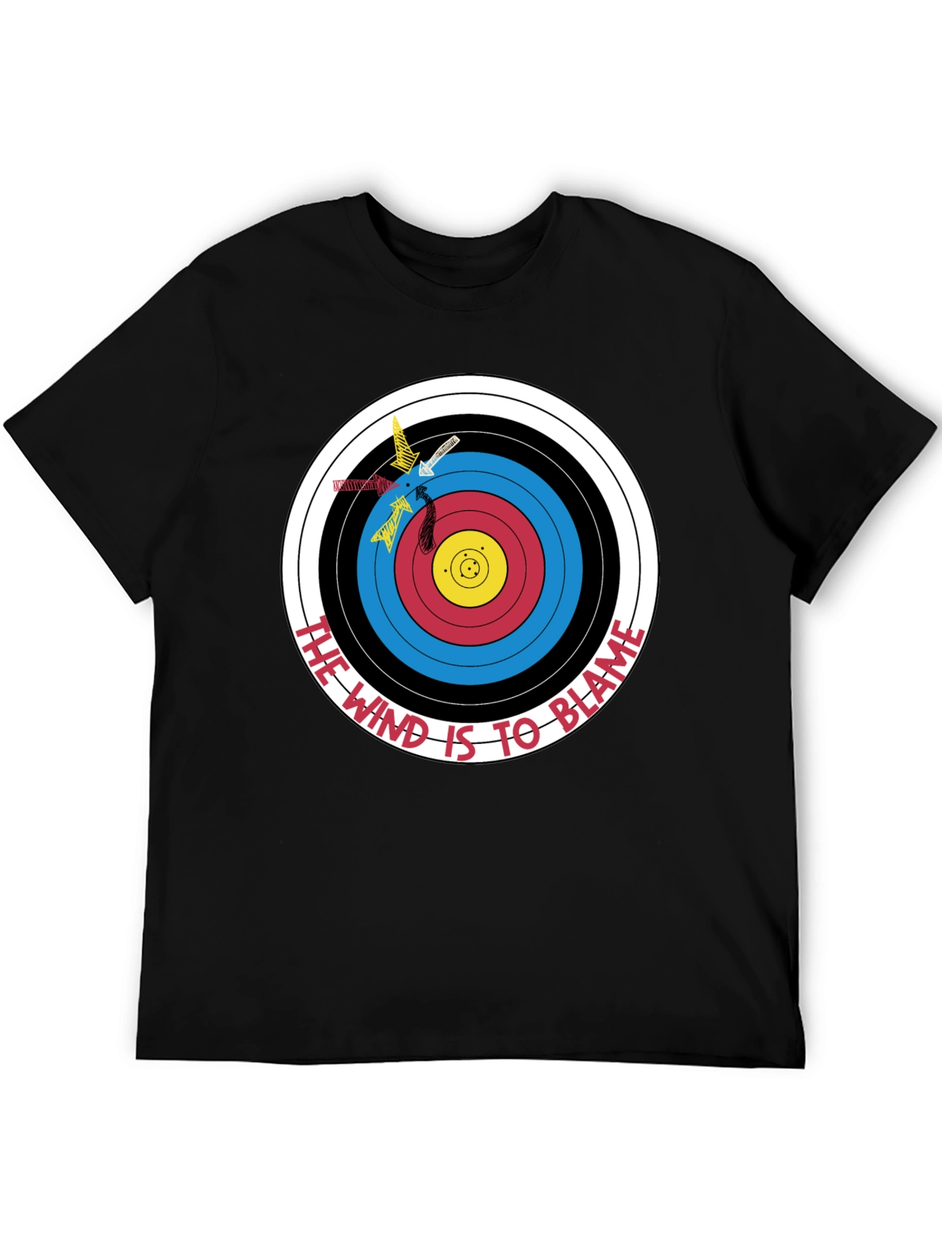 Black Archery Target Graphic T-Shirt - Funny Blame the Wind Tee view 5