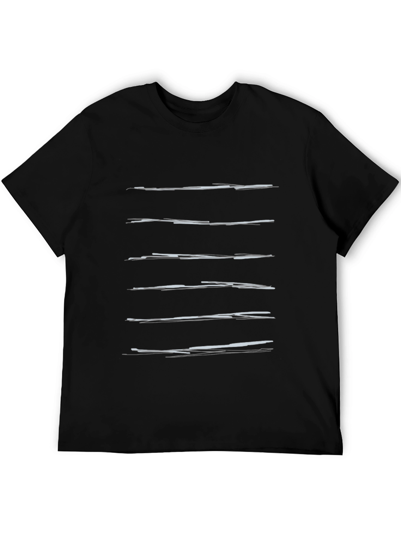 Black Minimalist Striped Graphic Black T-Shirt for Men view 5