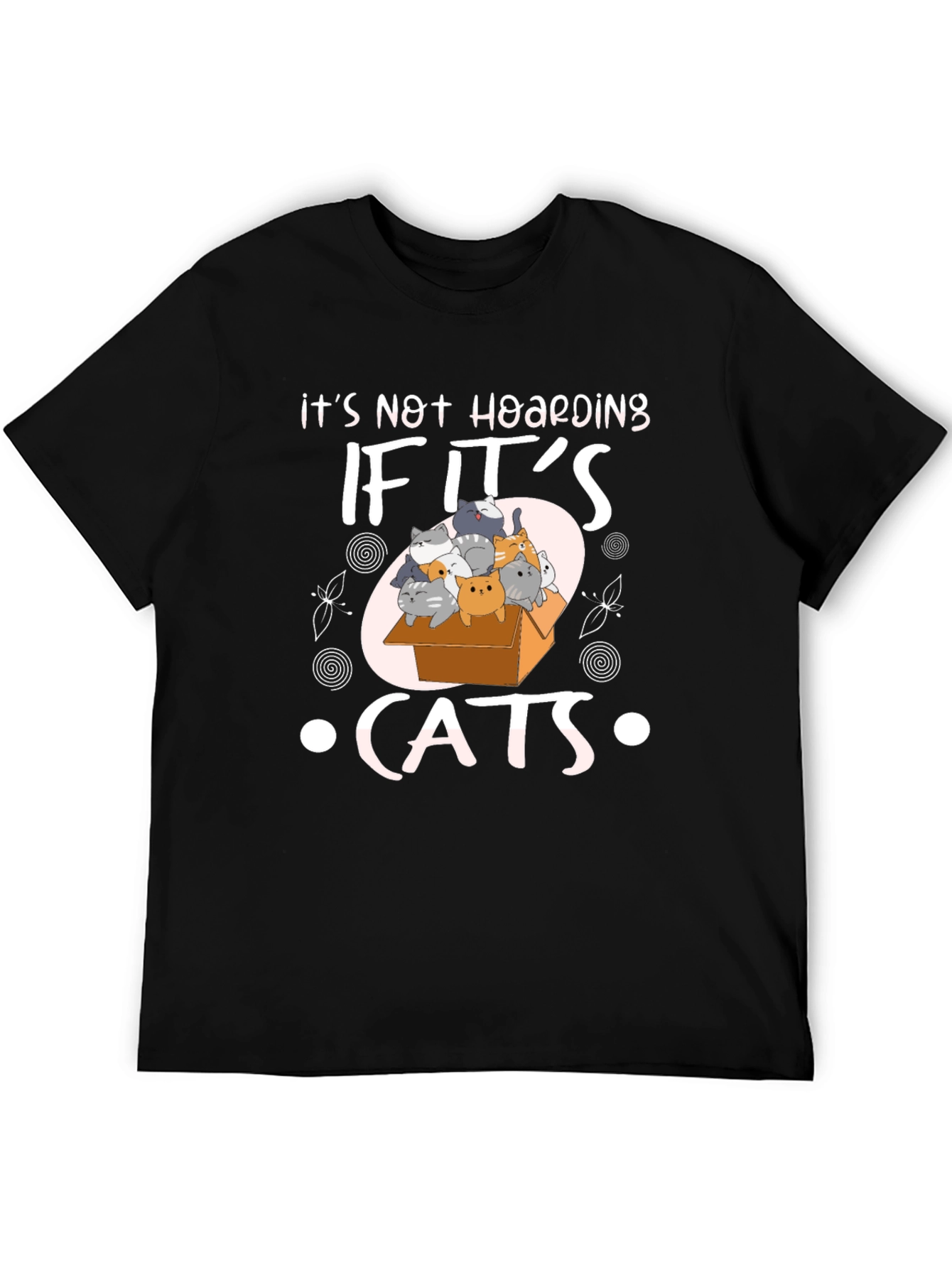 Black It's Not Hoarding If It's Cats T-Shirt view 5