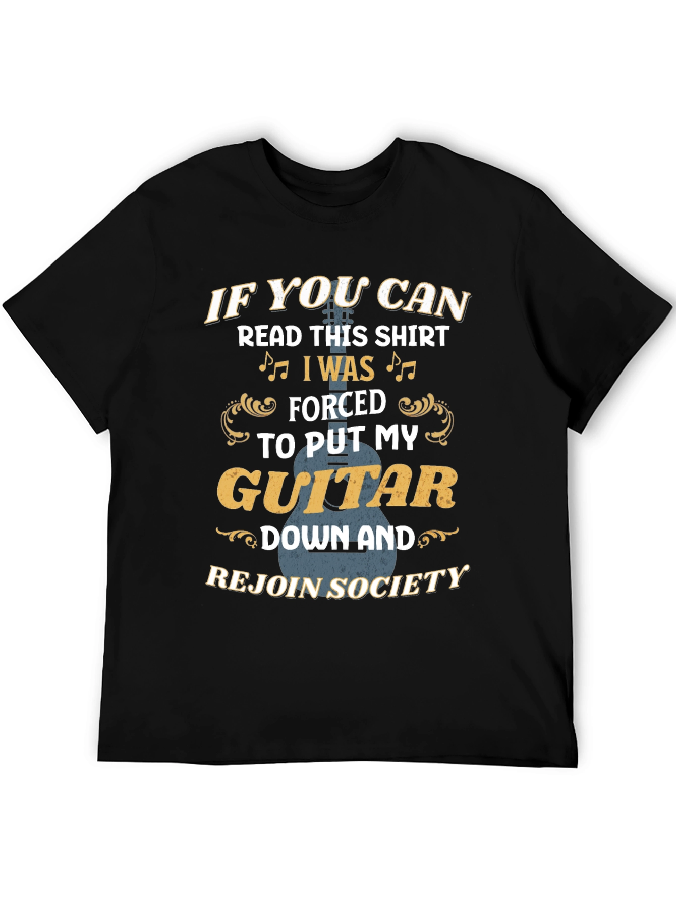 Black Guitar Lover Graphic Tee: "If You Can Read This..." view 5