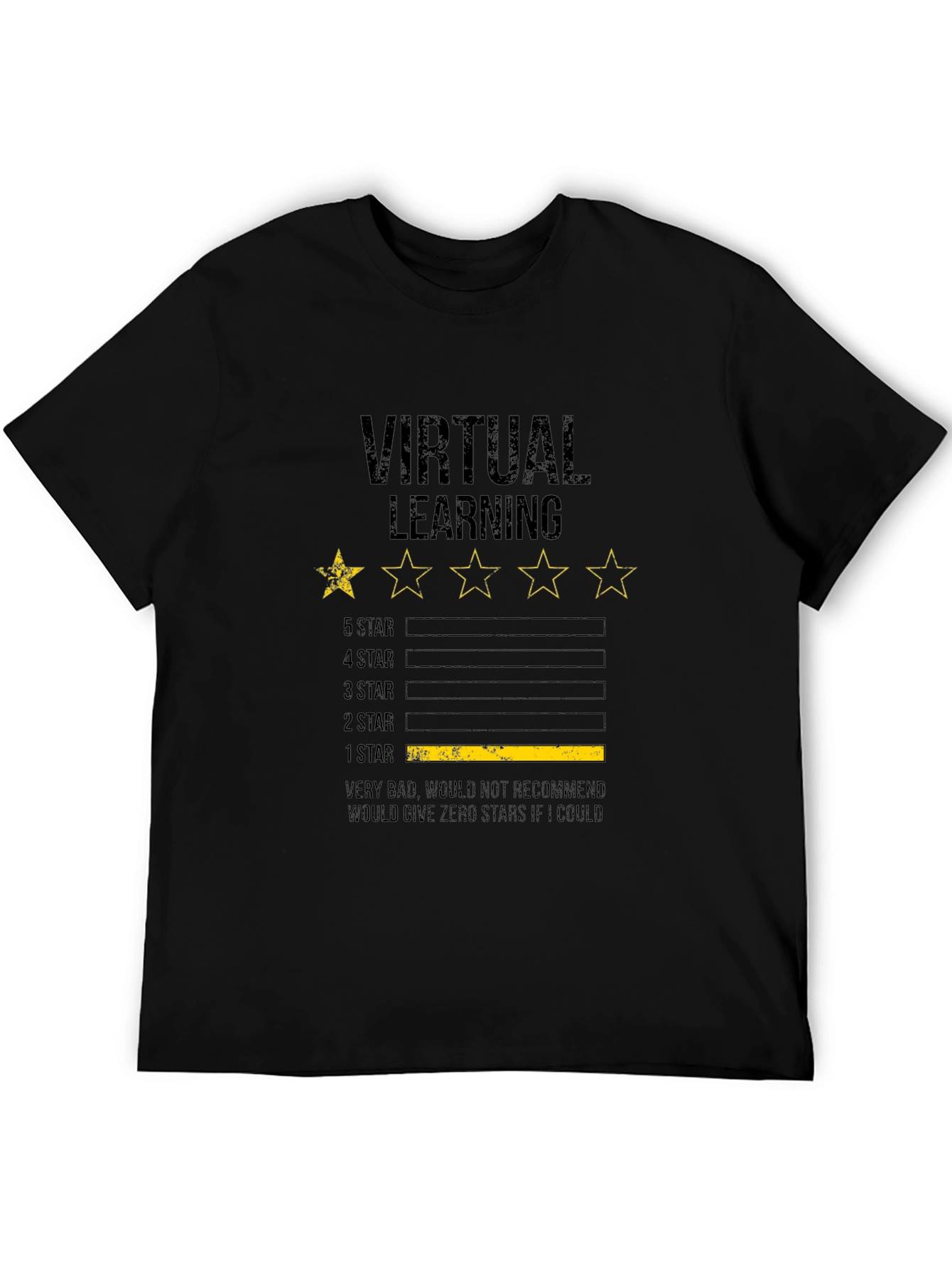 Black Virtual Learning 1-Star Review Graphic T-Shirt view 5