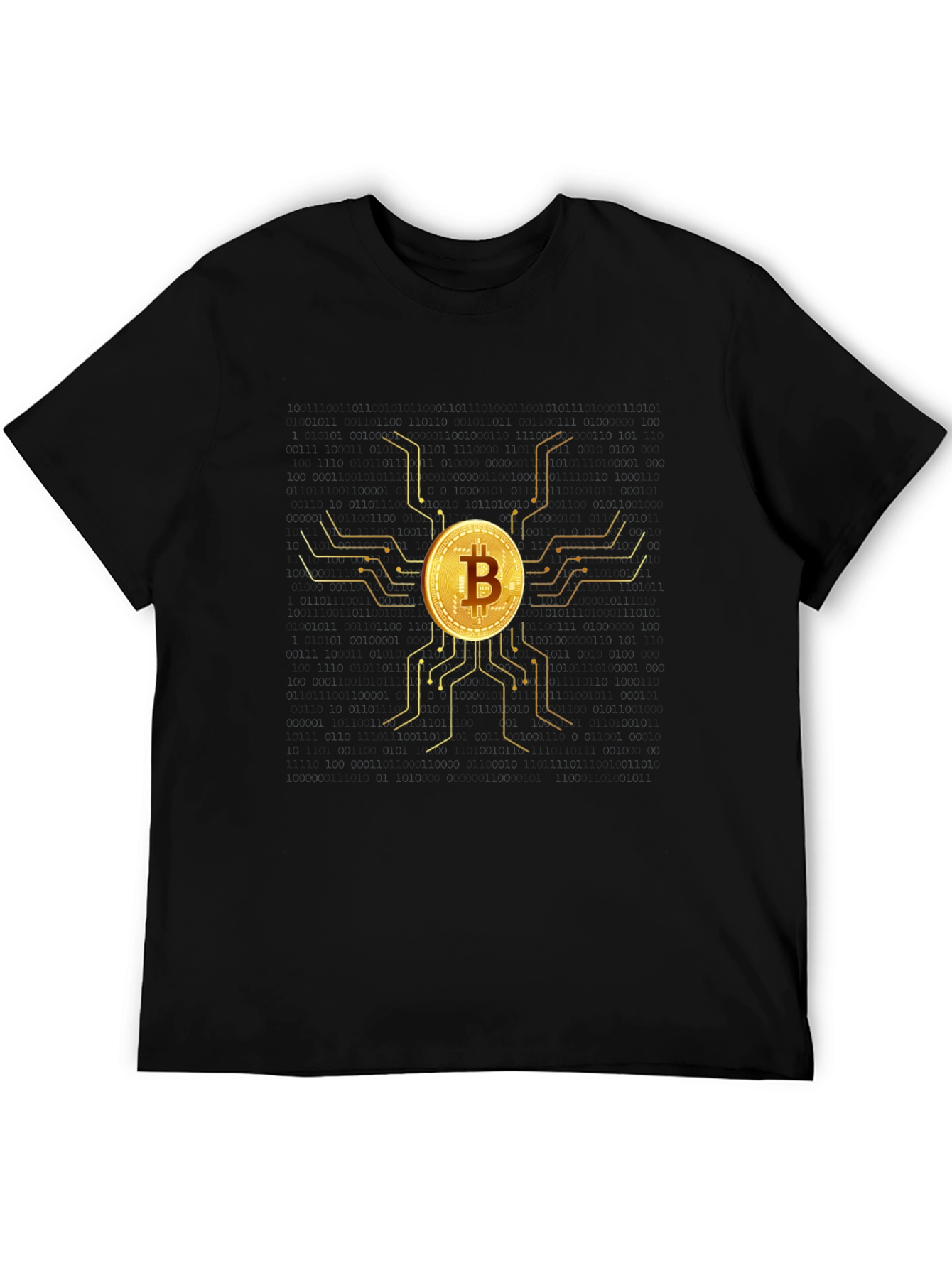 Black Bitcoin Circuit Black T-Shirt view 5