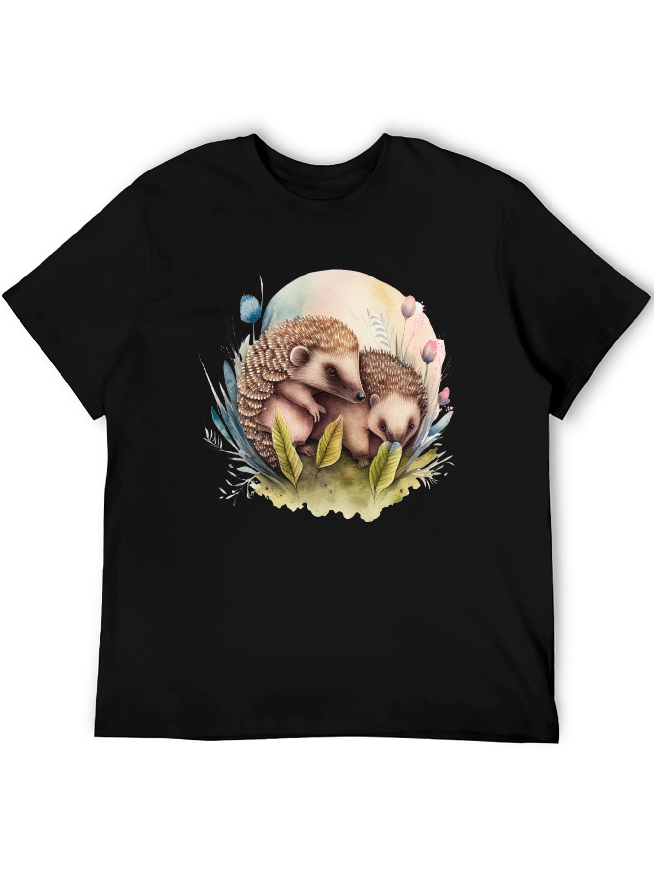 Black Cute Hedgehog Graphic Tee - Black view 5
