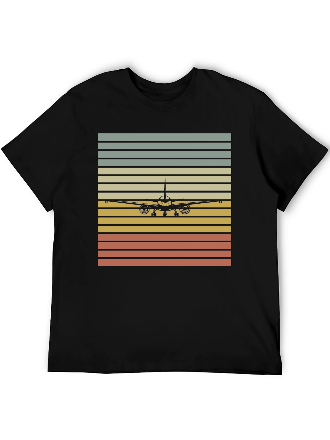 Black Vintage Airplane Sunset T-Shirt - Pilot Gift view 5