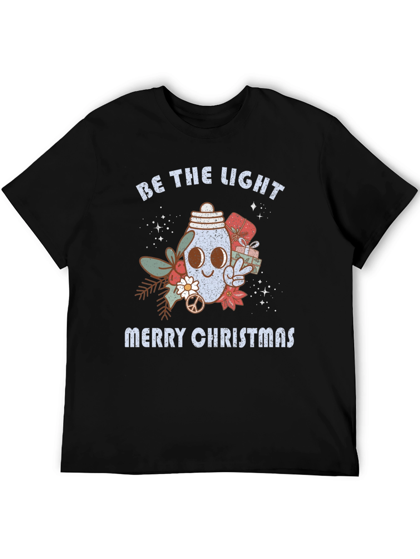 Black Be the Light Merry Christmas T-Shirt view 5