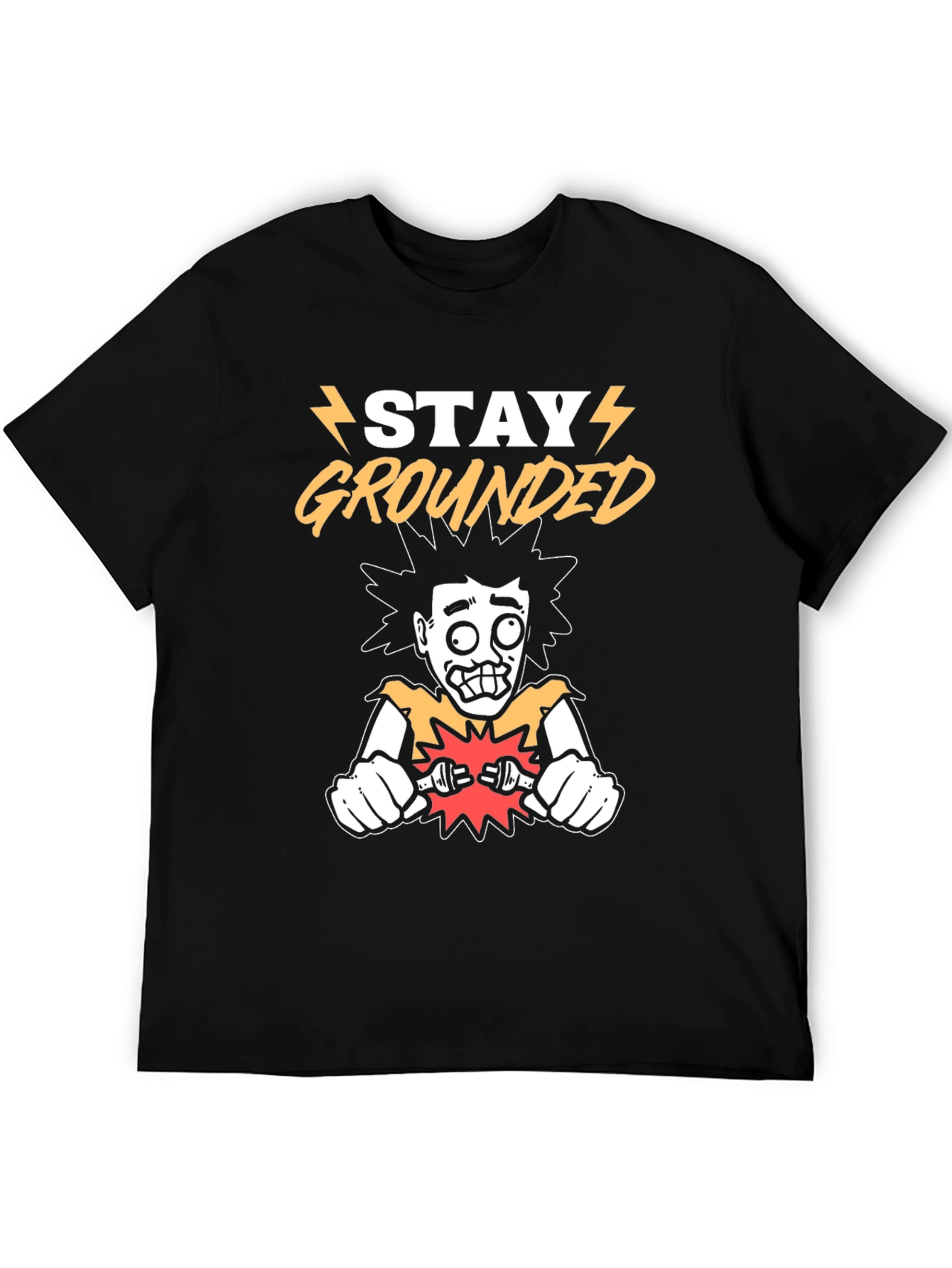 Black Stay Grounded Black Graphic T-Shirt view 5