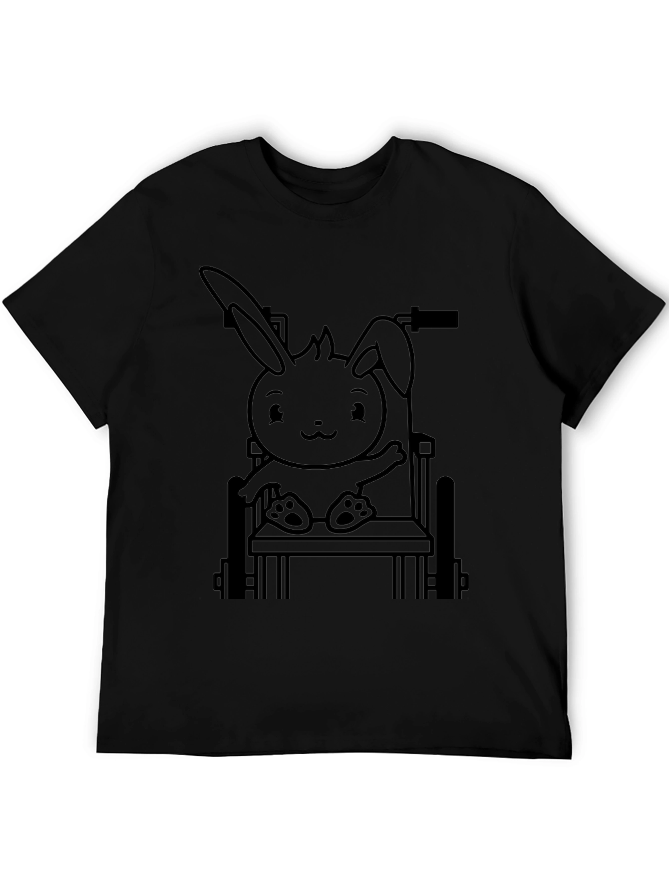 Black Bunny in Wheelchair Graphic Tee - Black view 5